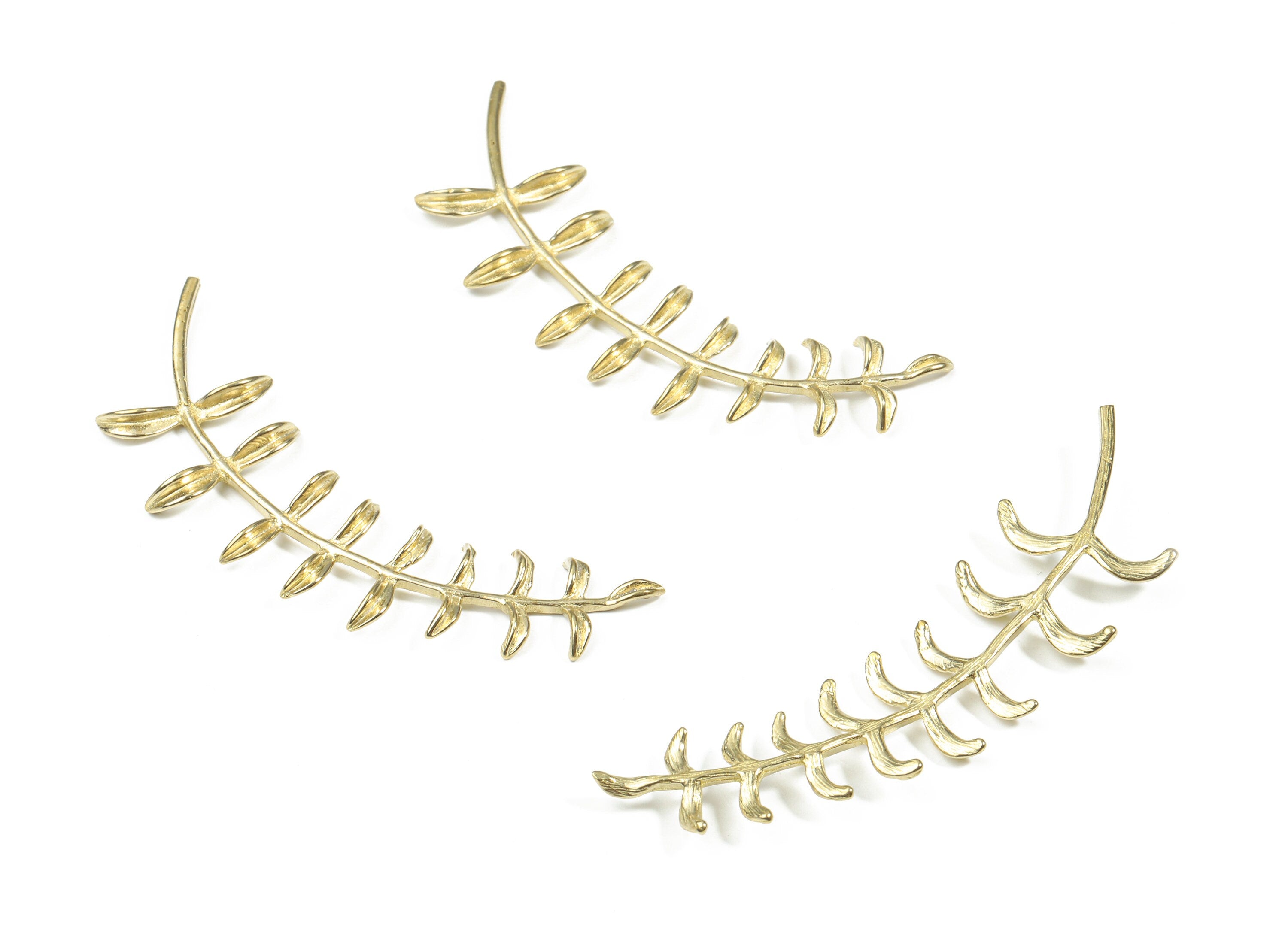 Brass Branch Brooch - Raw Brass Long Branch Brooch - Earring Findings - Jewelry Supplies - 57.61x16.94x3.62mm - PP3227 - DOMEDBAZAAR