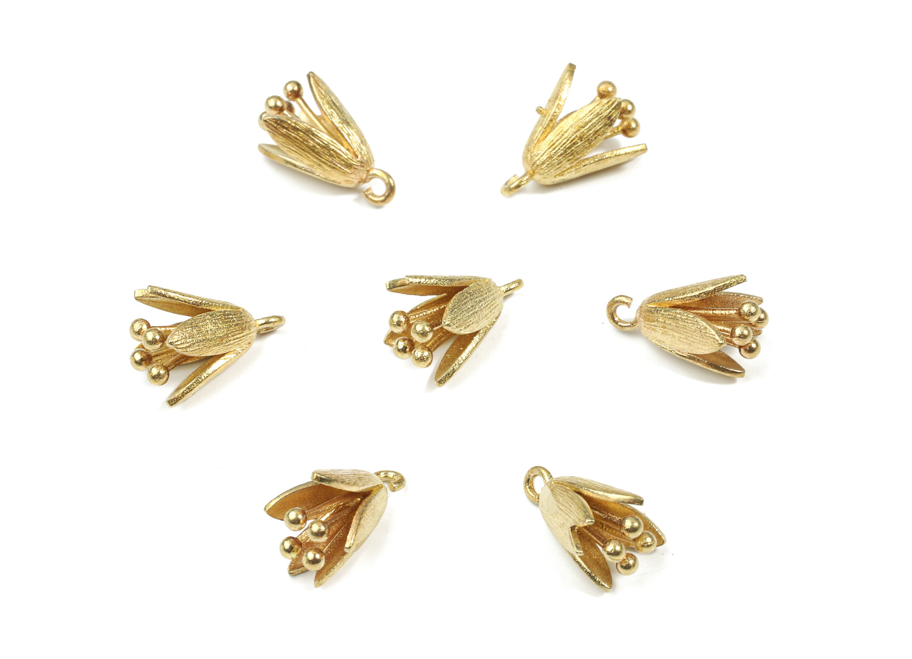 Brass Flower Earring Charms - Raw Brass Flower Pendant - Earring Findings - Jewelry Supplies - 14.24x9.65x1.94mm - PP3235 - DOMEDBAZAAR