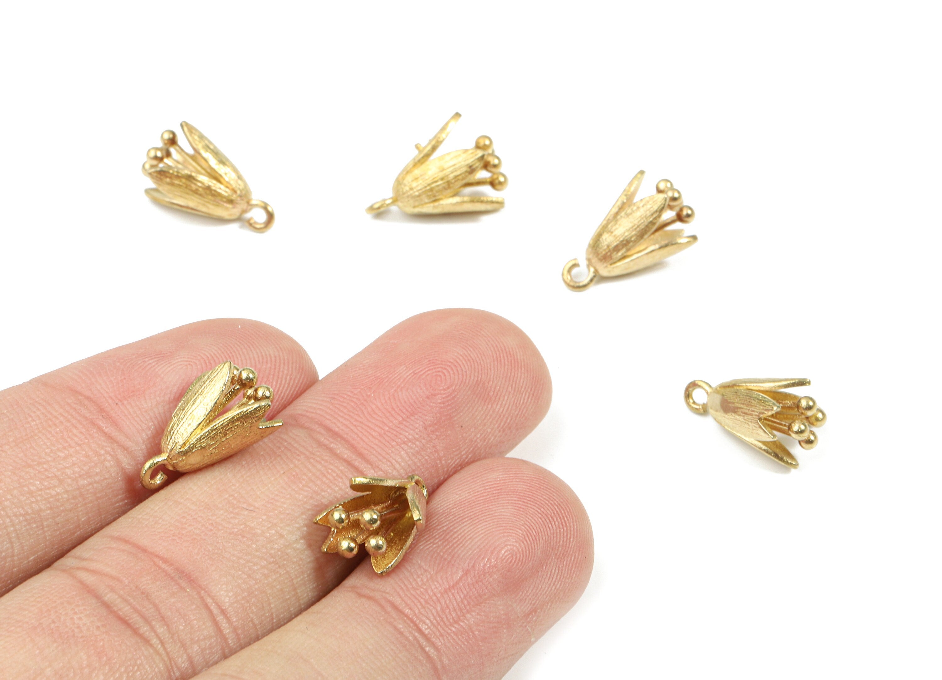 Brass Flower Earring Charms - Raw Brass Flower Pendant - Earring Findings - Jewelry Supplies - 14.24x9.65x1.94mm - PP3235 - DOMEDBAZAAR