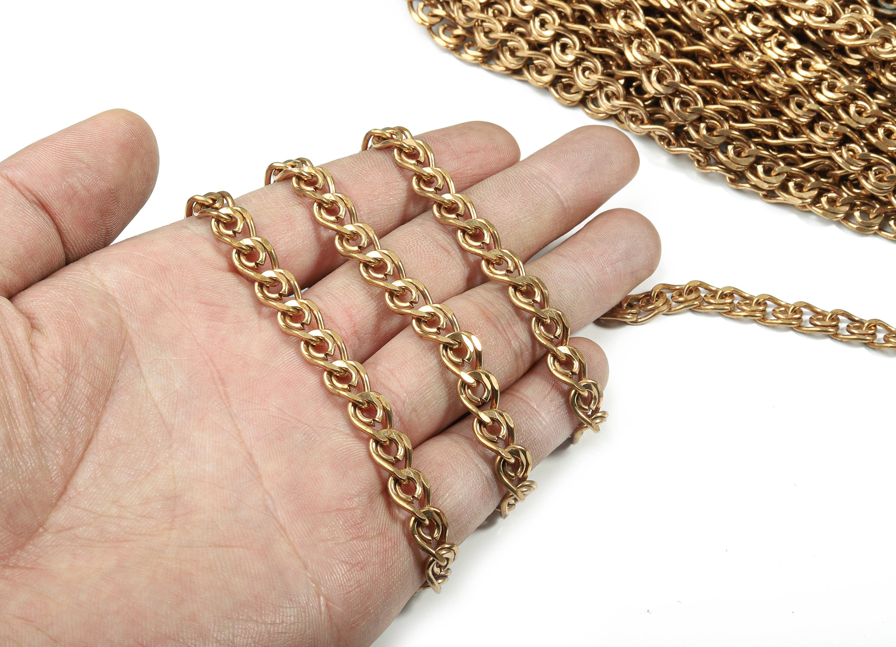 Greek Key Brass Chain - Raw Brass Meander Chain - Unsoldered Open Chain - 0.42" x 0.29" x 0.06" - for Bracelet Jewellery Making - CC1146 - DOMEDBAZAAR