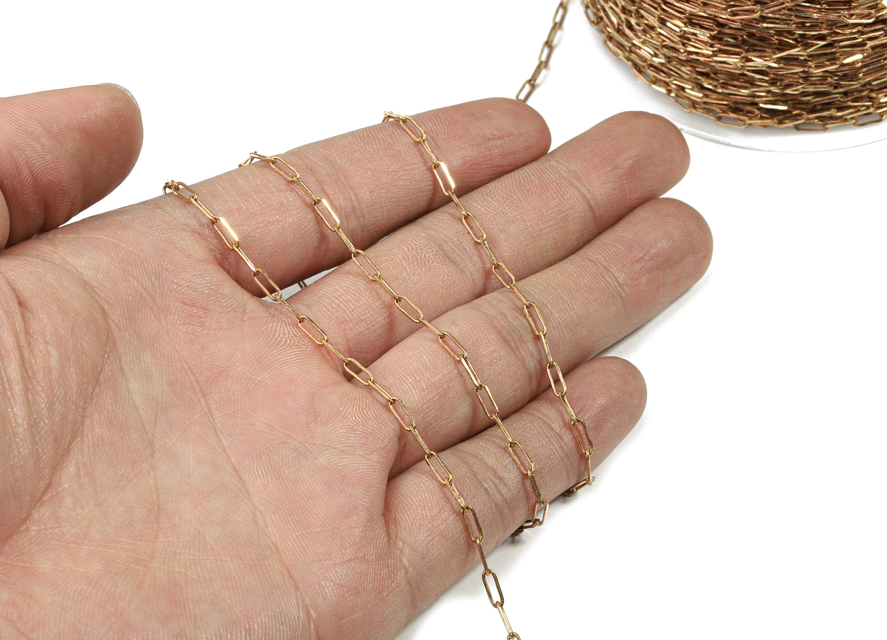 Raw Brass Link Chains - Faceted Cable  Chains - Soldered Chooker Chains - Chunky Chains - Long Oval Link - 0.25" x 0.09" x 0.02" CC1162 - DOMEDBAZAAR