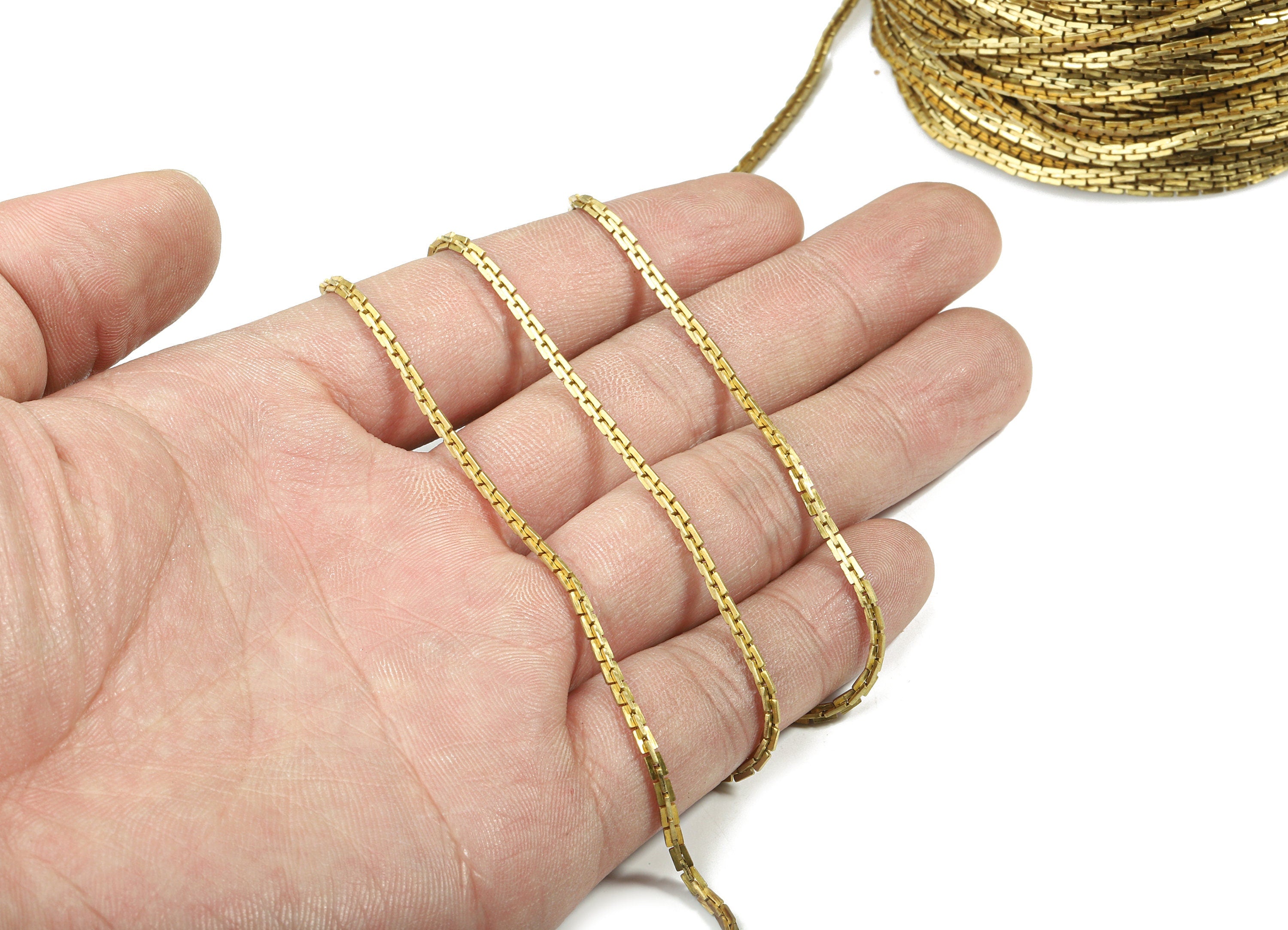 2.0 Brass Criss Cross Chain - Raw Brass Cross Snake Chain - For Necklace Bracelet Jewelry Making 0.11" x 0.08" x 0.02" CC1165 - DOMEDBAZAAR