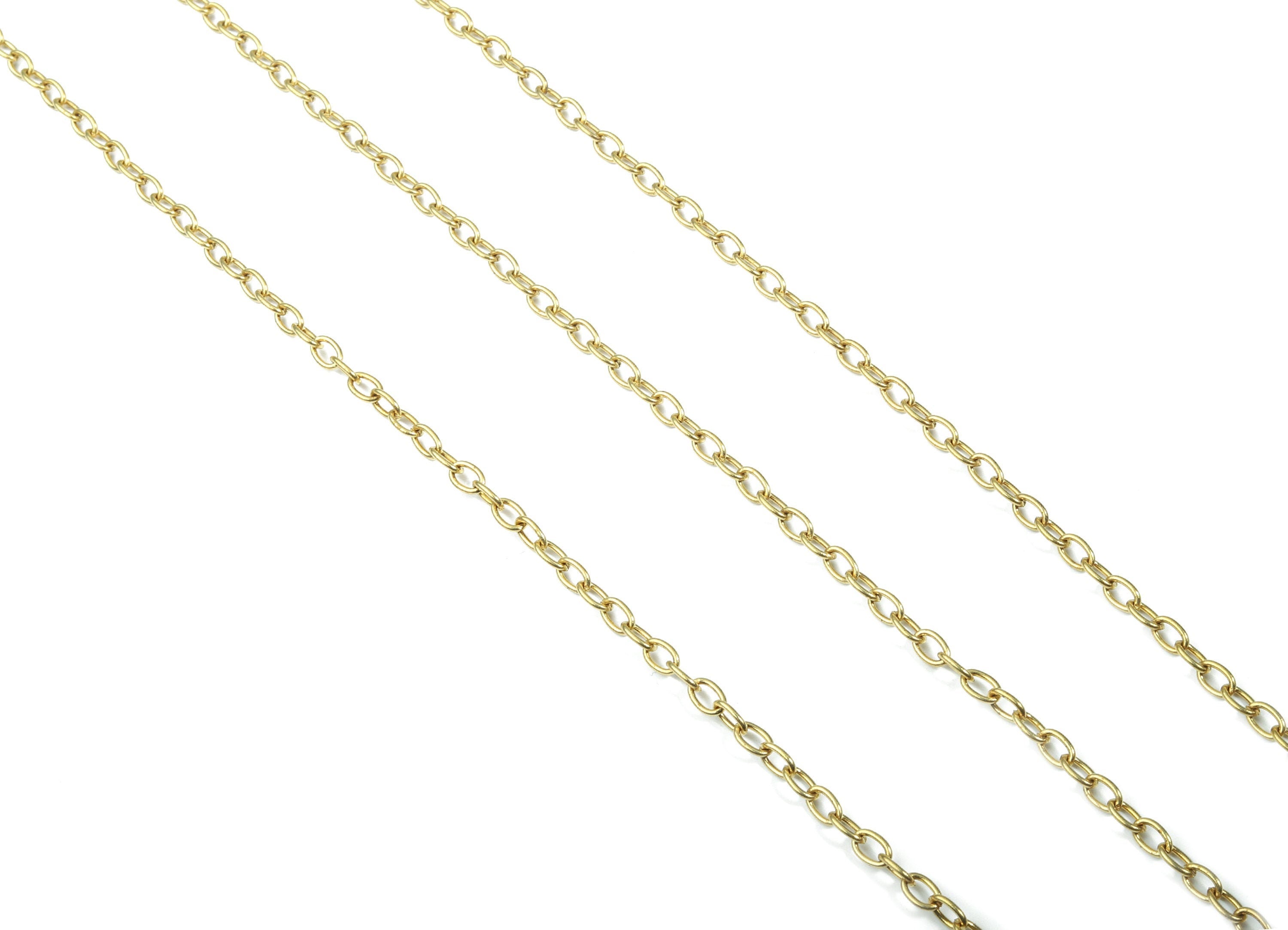 Brass Cable Chain - Raw Brass Chain - Unsoldered Link Chain - For Necklace Bracelet Jewelry Making 0.22" x 0.14" x 0.04" CC1166 - DOMEDBAZAAR