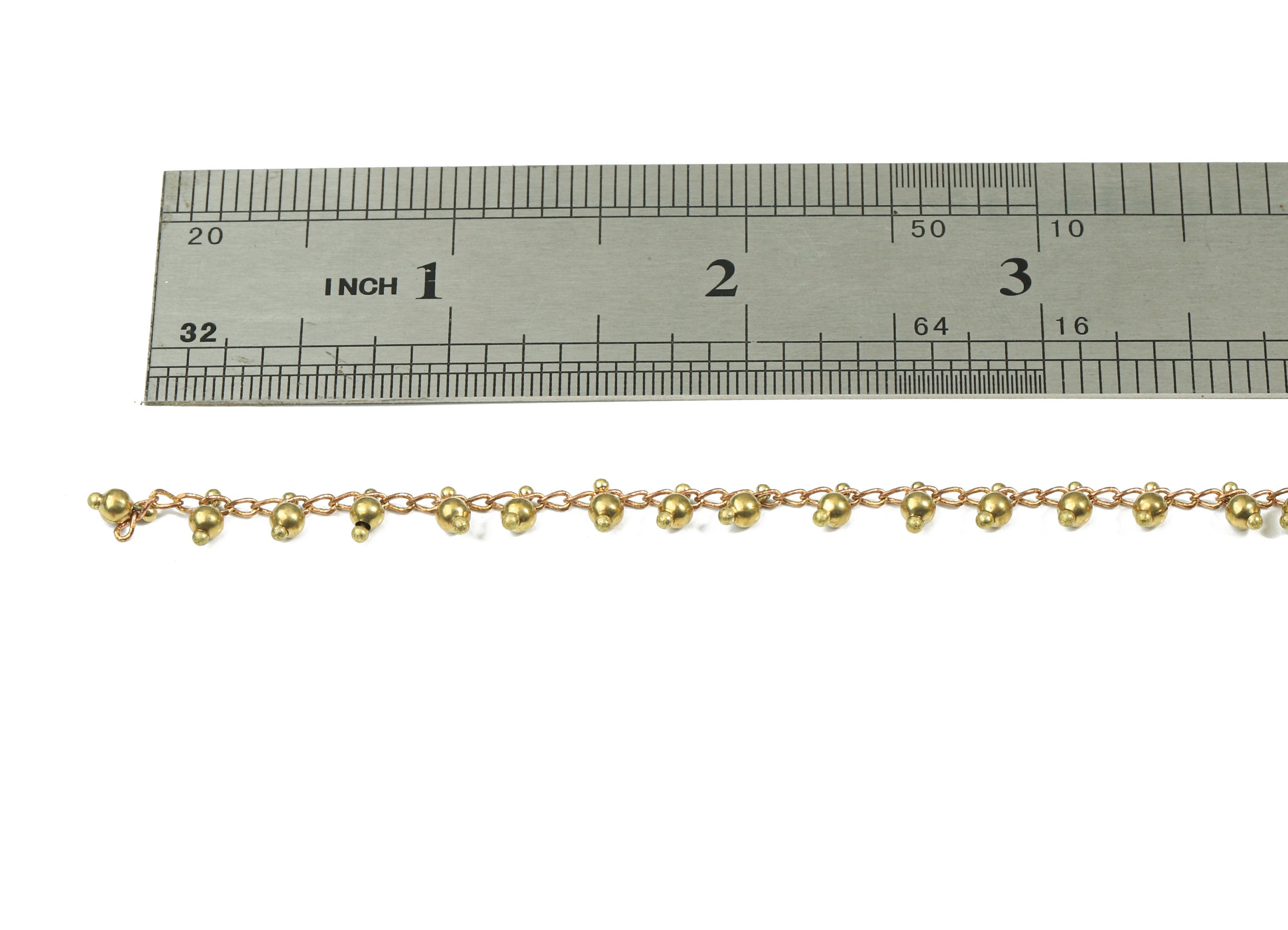 Brass Ball Satellite Curb Chain - Raw Brass Ball Beaded Curb Chain - Soldered Chain - Jewelry Making 0.23" x 0.12" x 0.11" CC1171 - DOMEDBAZAAR