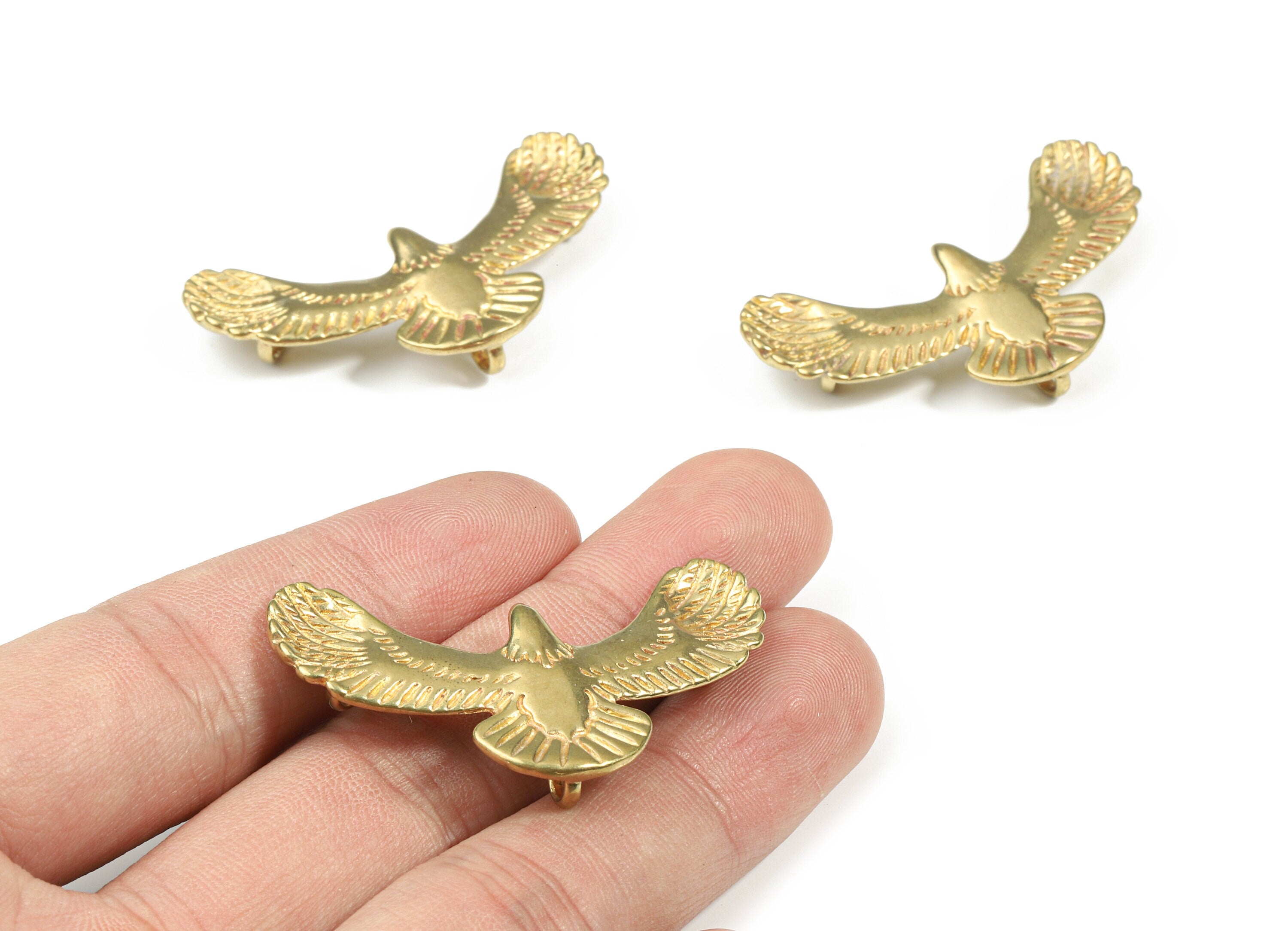 Brass Eagle Charm For Hair Clip - Raw Brass Eagle Connector - Earring Findings - Jewelry Supplies - 45.58x27.87x7.59mm - PP3231 - DOMEDBAZAAR