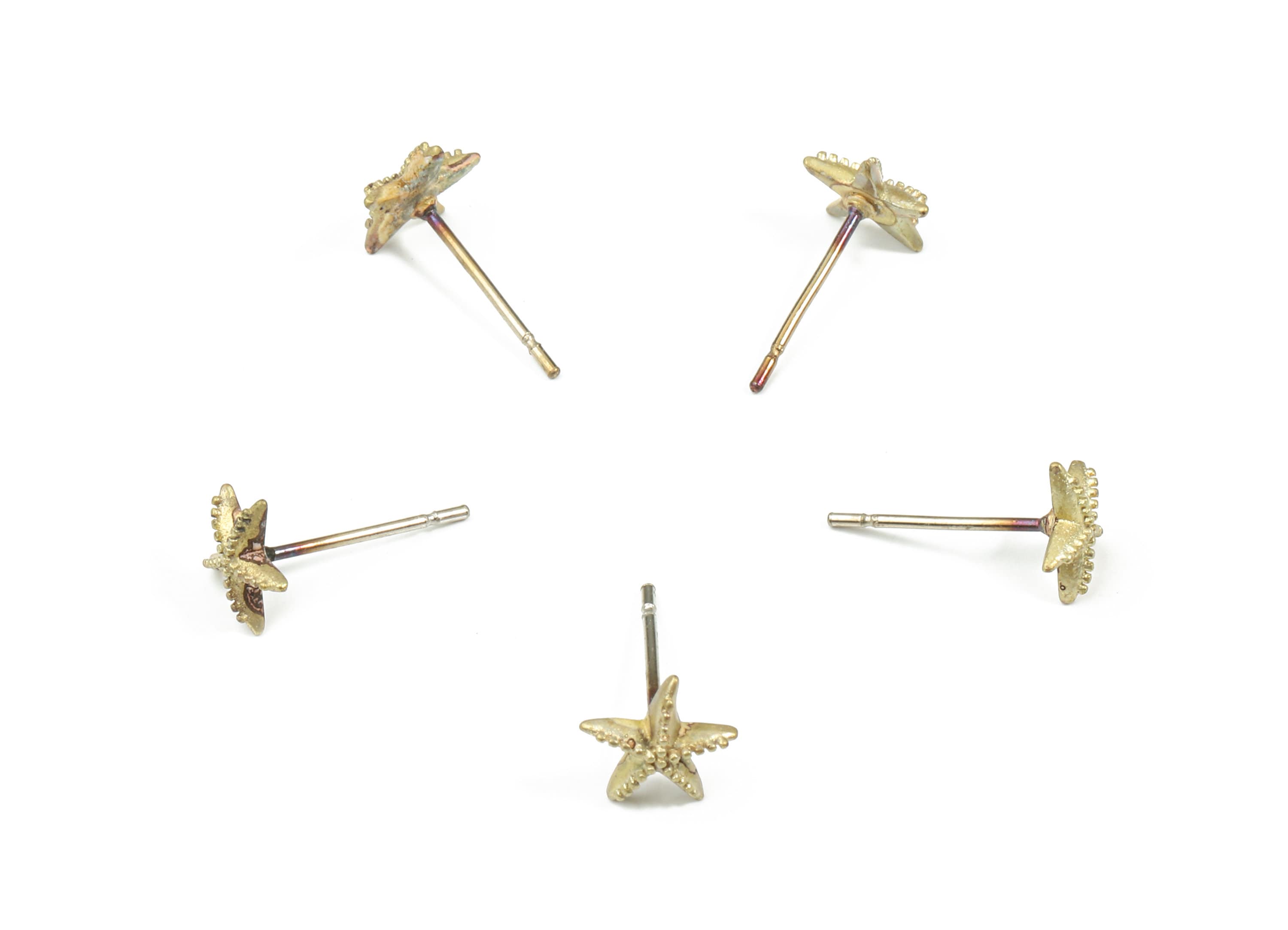 Brass Starfish Earring Stud - Raw Brass Starfish Earring Post - Surgical Stud - Earring Post - Jewelry Supplies - 7.27x7.27x1.8mm - PP3273 - DOMEDBAZAAR