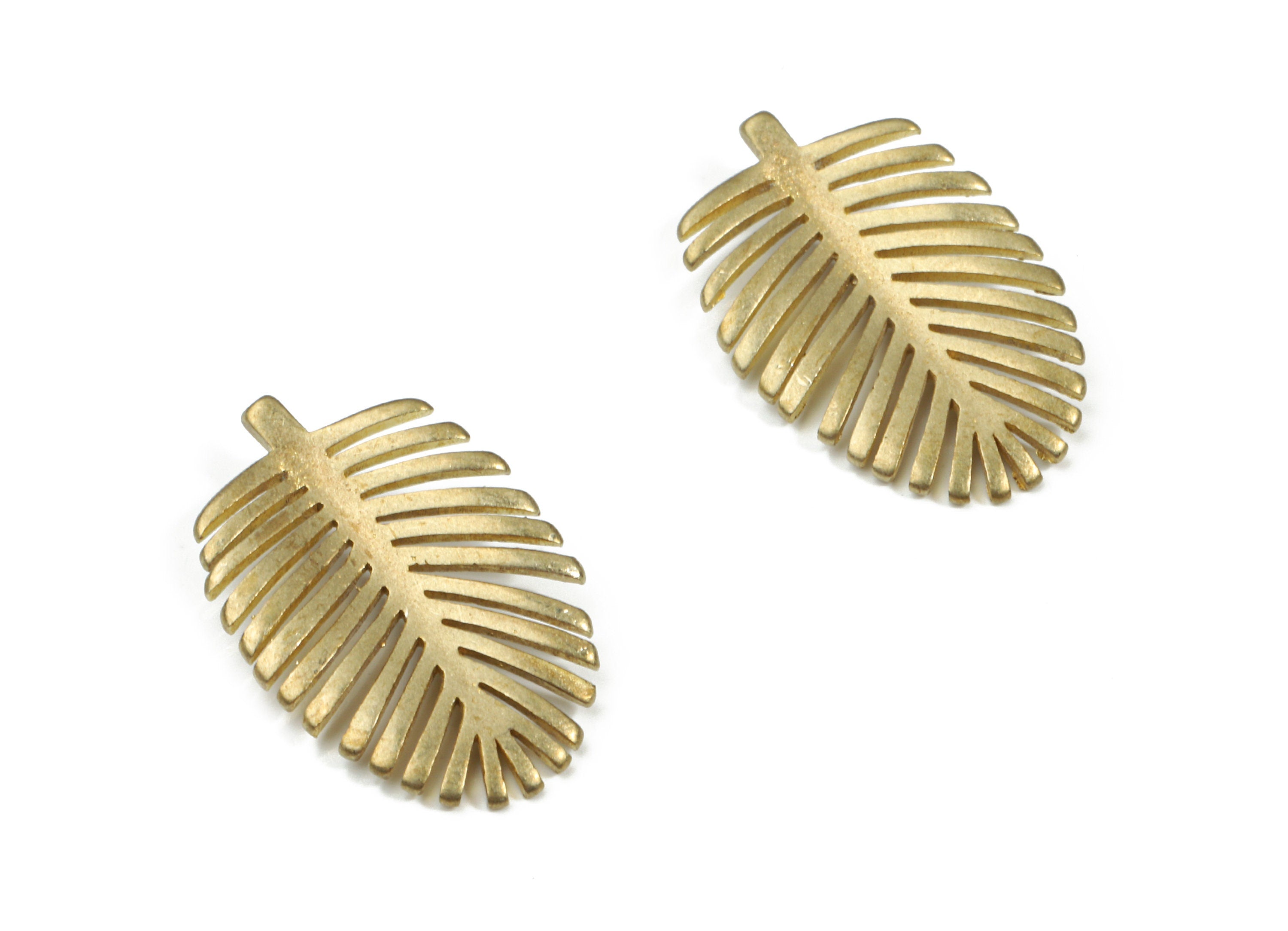 Brass Leaf Earring Charms - Raw Brass Leaf Pendant - Earring Findings - Jewellery Supplies - 20.2x12.9x1.04mm - PP3246 - DOMEDBAZAAR