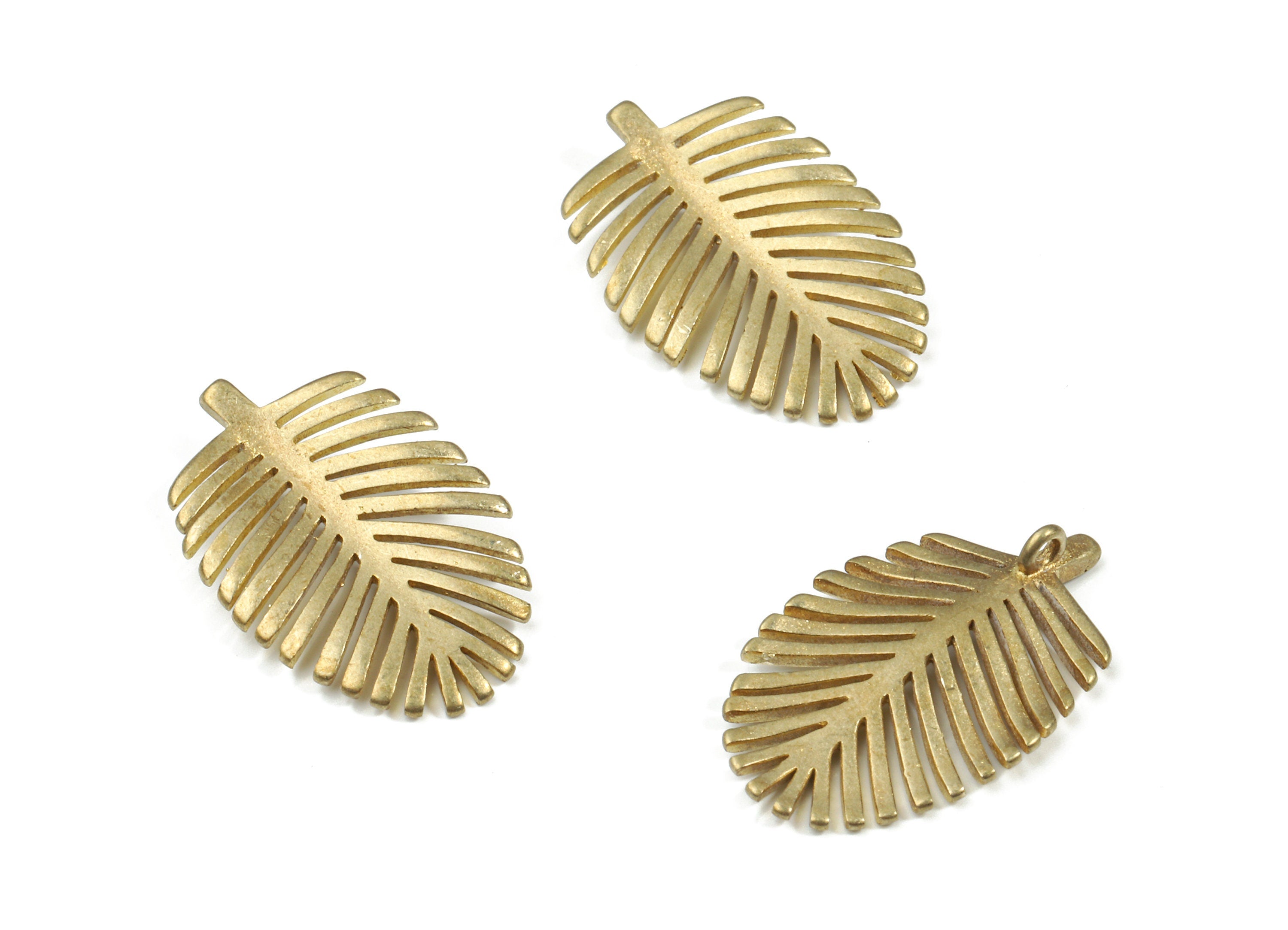 Brass Leaf Earring Charms - Raw Brass Leaf Pendant - Earring Findings - Jewellery Supplies - 20.2x12.9x1.04mm - PP3246 - DOMEDBAZAAR