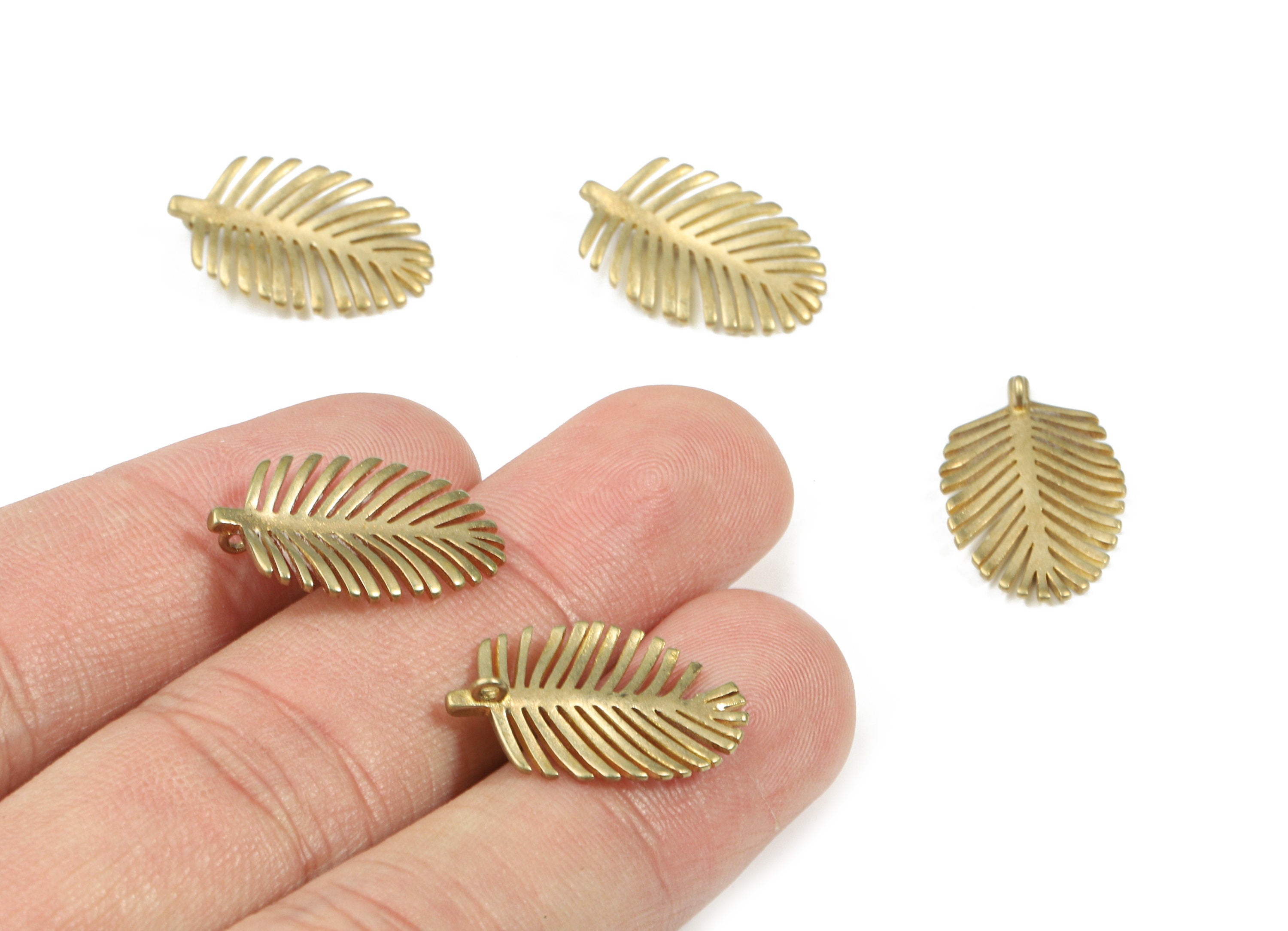 Brass Leaf Earring Charms - Raw Brass Leaf Pendant - Earring Findings - Jewellery Supplies - 20.2x12.9x1.04mm - PP3246 - DOMEDBAZAAR
