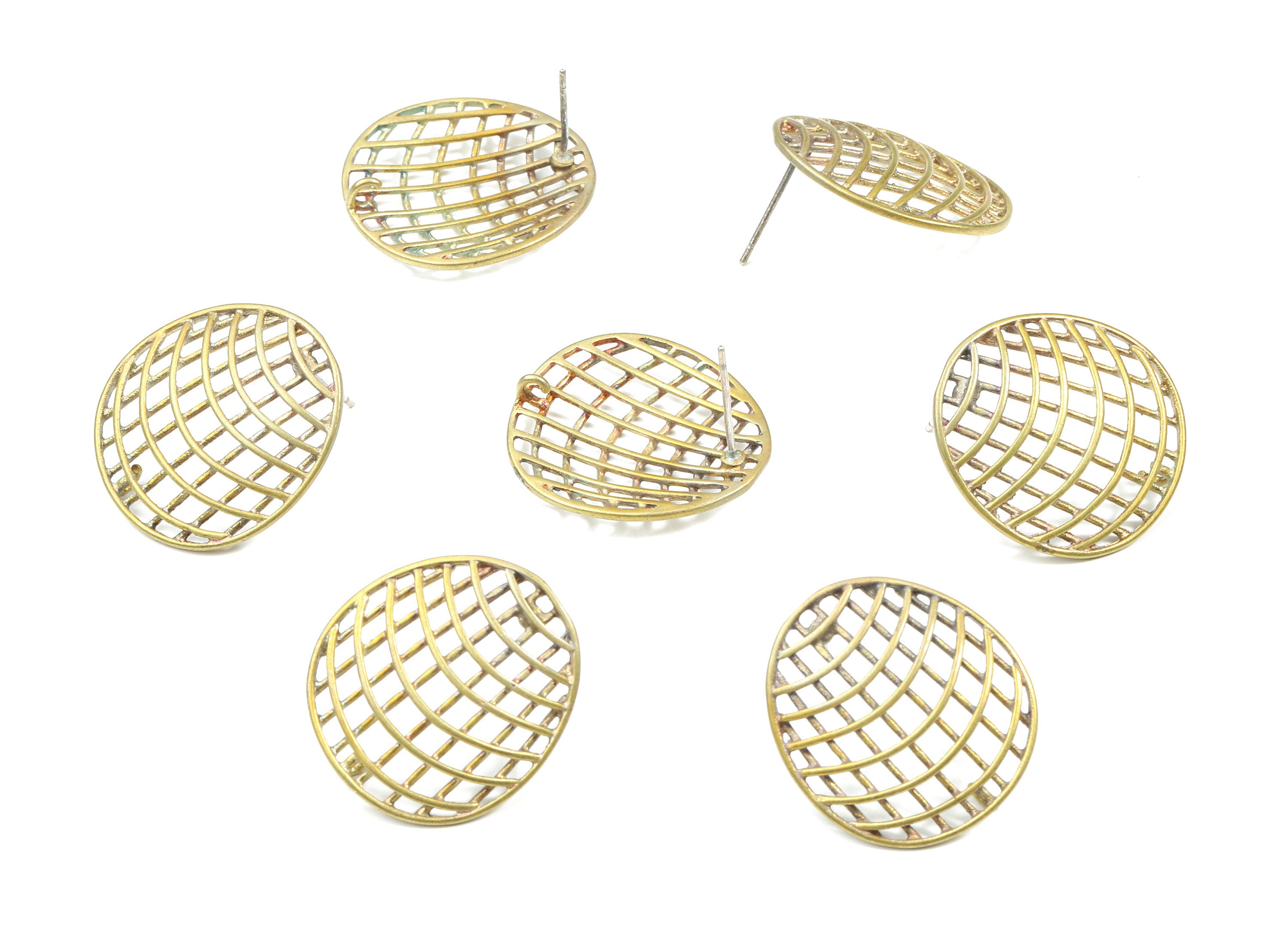 Brass Flower Earring Stud With Loop - Raw Brass Flower Earring Post - 325 Real Silver Stud - Jewelry Supplies - 23.55x21.35x1.41mm - PP3250 - DOMEDBAZAAR