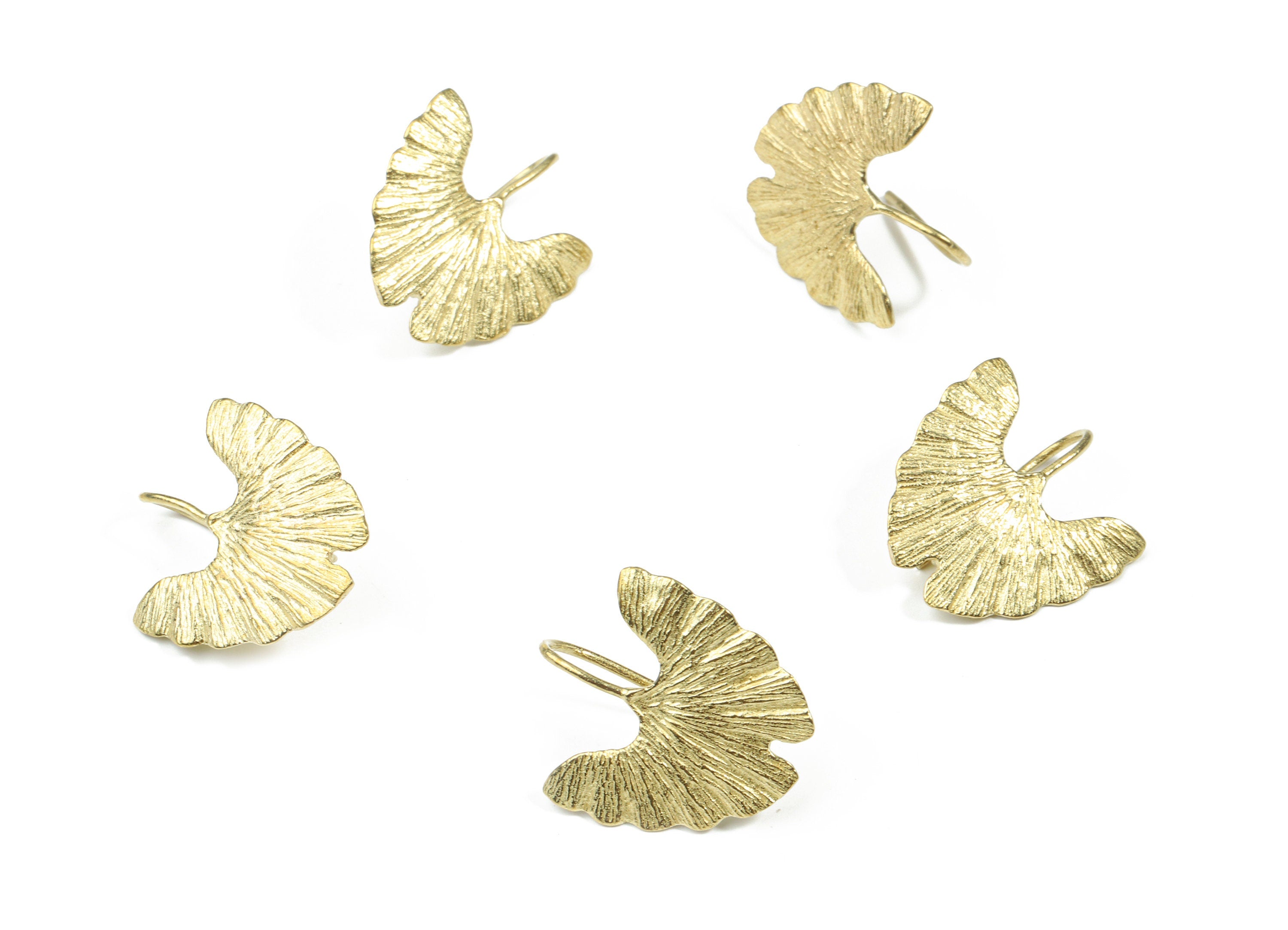 Brass Leaf Earring Hook - Raw Brass Leaf Earring Wires With Loop - Earring Findings - Jewelry Supplies - 20.8x19.68x1.24mm - PP3236 - DOMEDBAZAAR