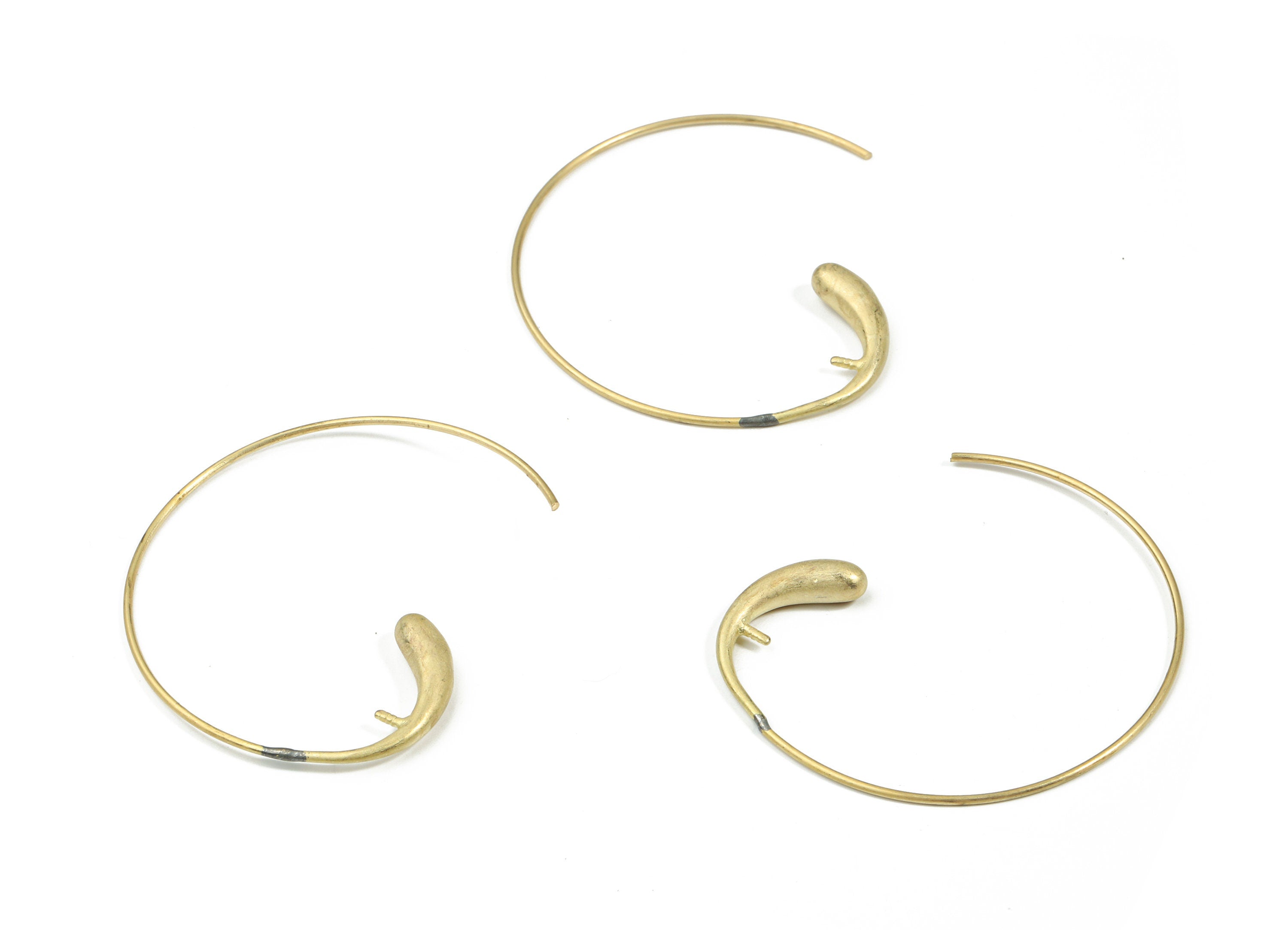 Brass C Earring Wire For Pearl - Raw Brass C Earring Post - Earring Post - Jewelry Supplies - 36.84x32.48mm - PP3493 - DOMEDBAZAAR