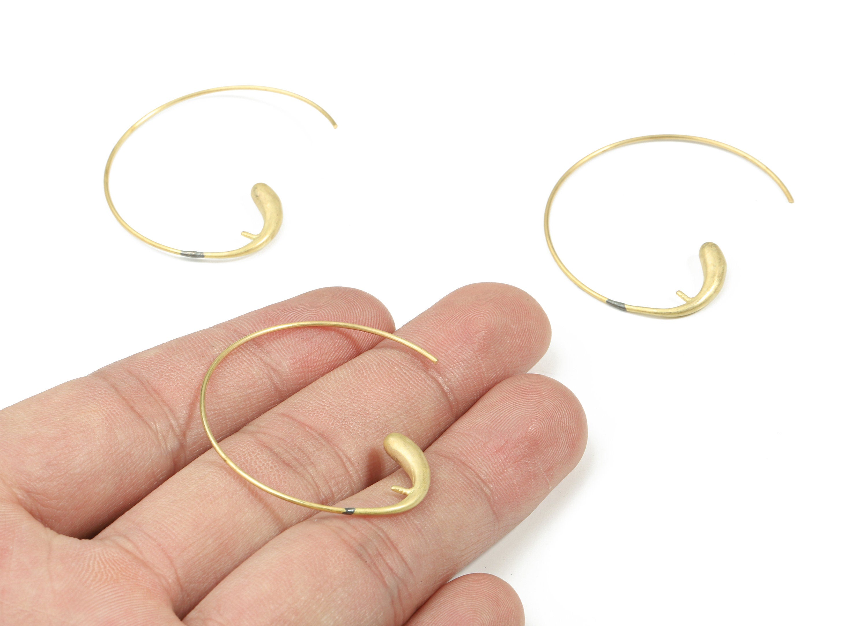 Brass C Earring Wire For Pearl - Raw Brass C Earring Post - Earring Post - Jewelry Supplies - 36.84x32.48mm - PP3493 - DOMEDBAZAAR