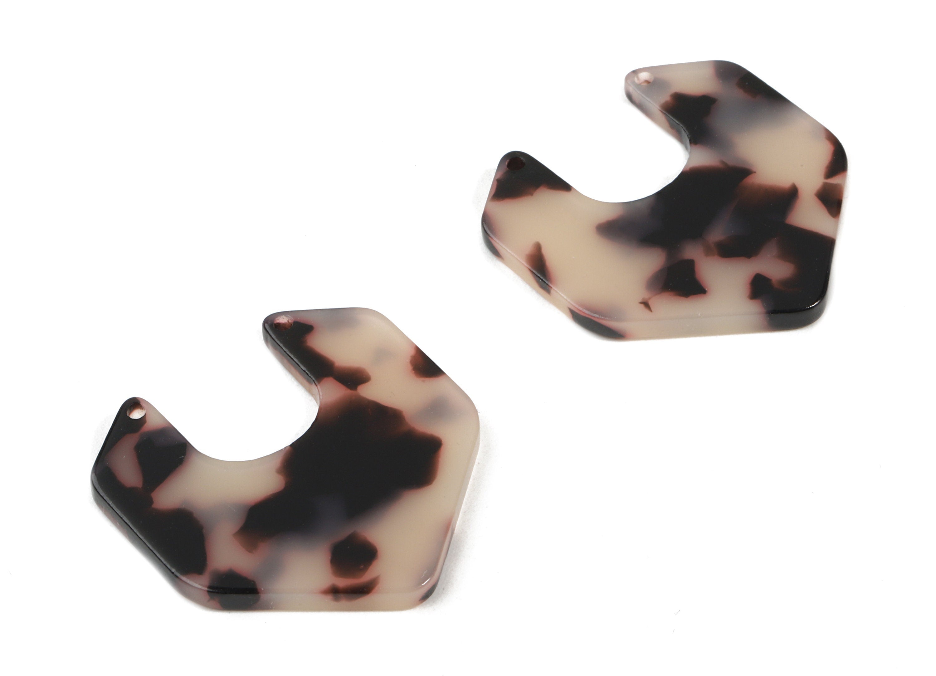 Acetate Geometric Charms - 2 Holes - Geometric Pendant - Blonde Tortoise Shell Earrings - Color Code: A07 - 31.16x30.17x2.6mm - AC1246-A07 - DOMEDBAZAAR