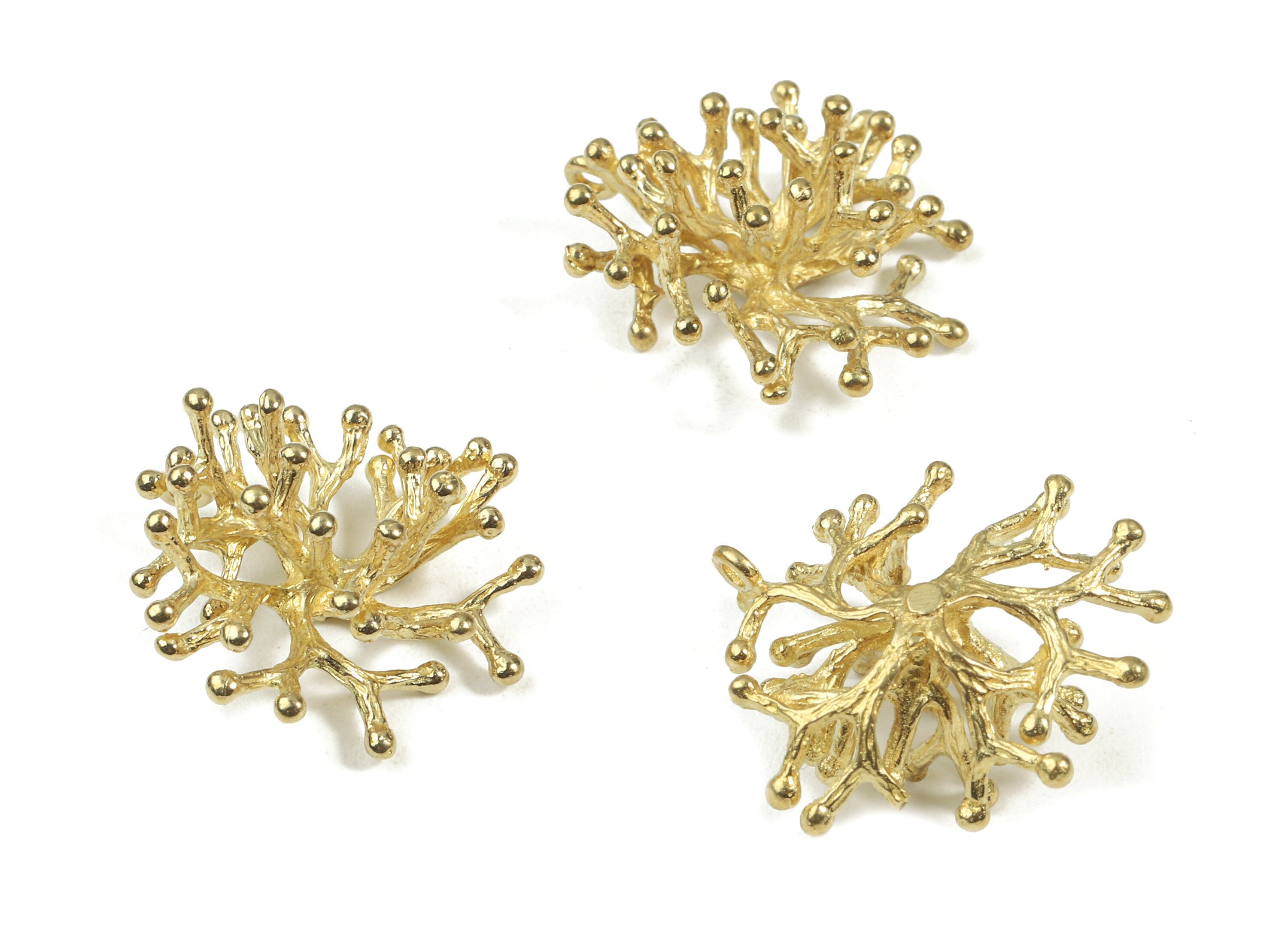 Brass Coral Branch Earring Charms - Raw Brass Coral Branch Pendant and Necklace - Earring Findings - 21.39x9.36x1.59mm - PP3011 - DOMEDBAZAAR