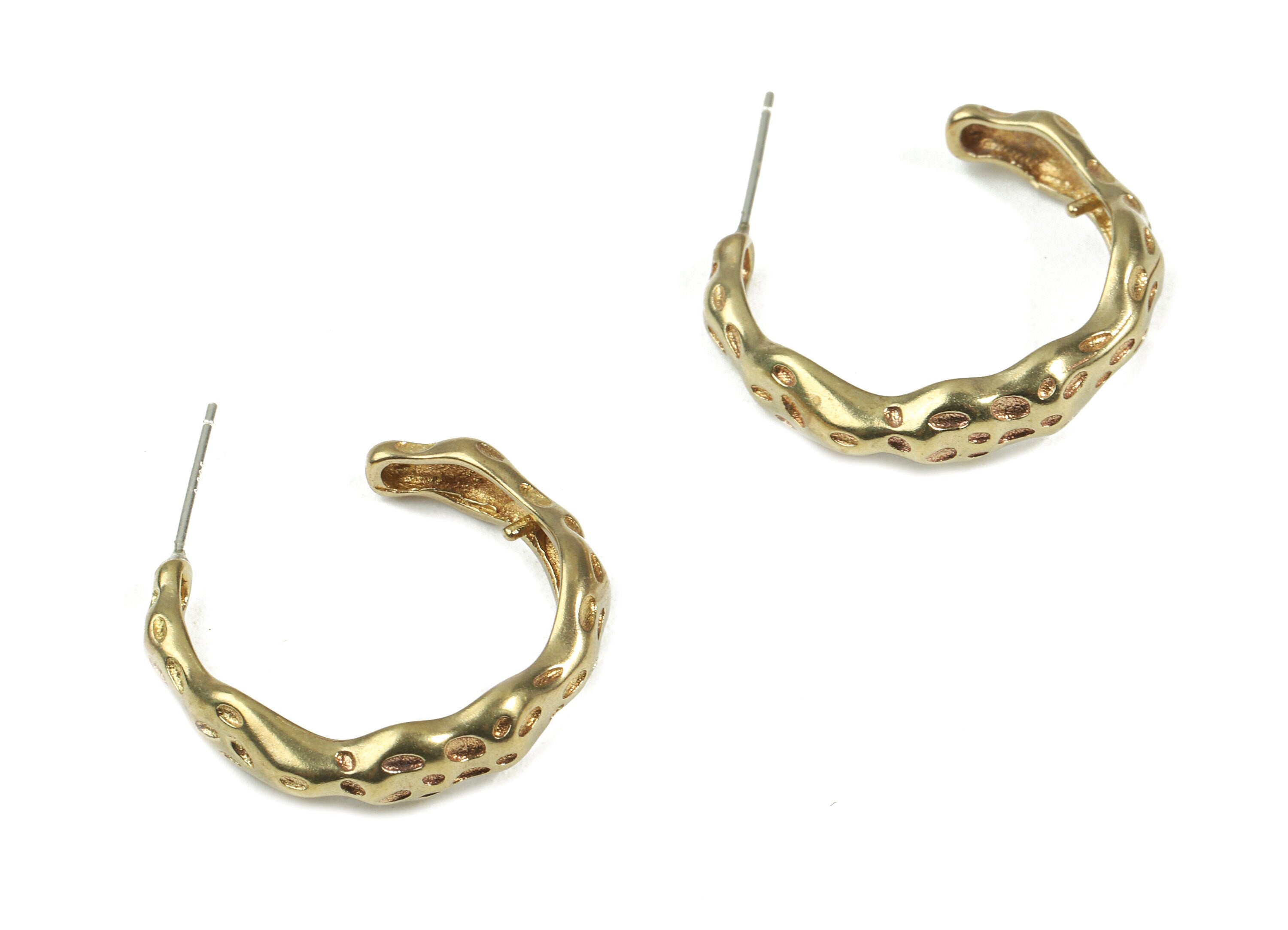 Brass C Earring Post - Raw Brass C Earring Stud for pearl - Earring Findings - Jewelry Supplies - 23.09x5.x2.35mm - PP3013 - DOMEDBAZAAR