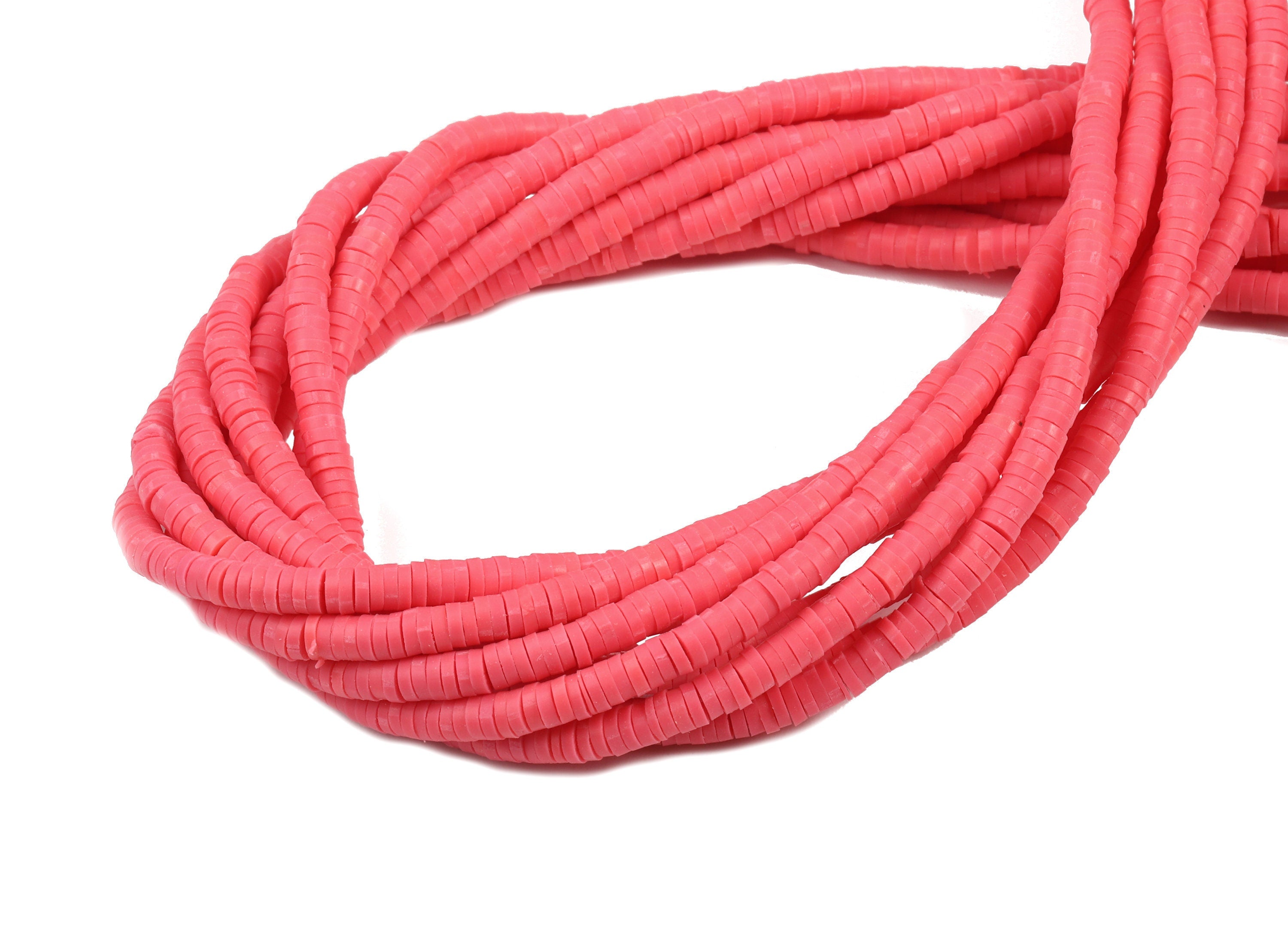 Vinyl Heishi Bead Clay Disc - African Colored Disc Spacer Bead - Polymer Clay Disc Bead - 17.3 / 1 Strand / 3mm - 440x3.2x0.9mm-NS1062-1915C - DOMEDBAZAAR