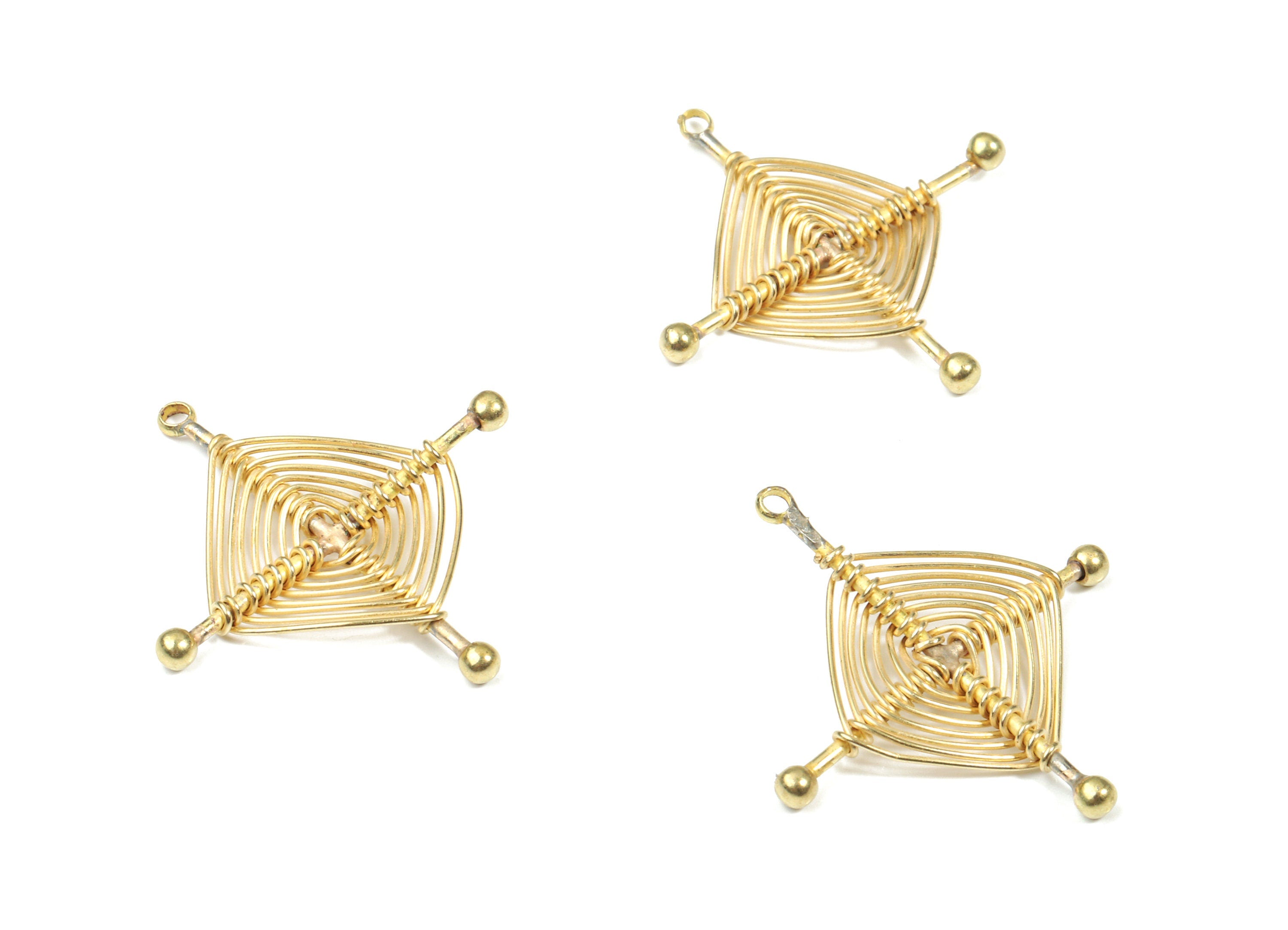 Brass Ear Wires Earring Charms - Raw Brass Ear Wires Pendant - Earring Findings - Jewelry Supplies - 28.16x26.61x2.47mm - PP3334 - DOMEDBAZAAR