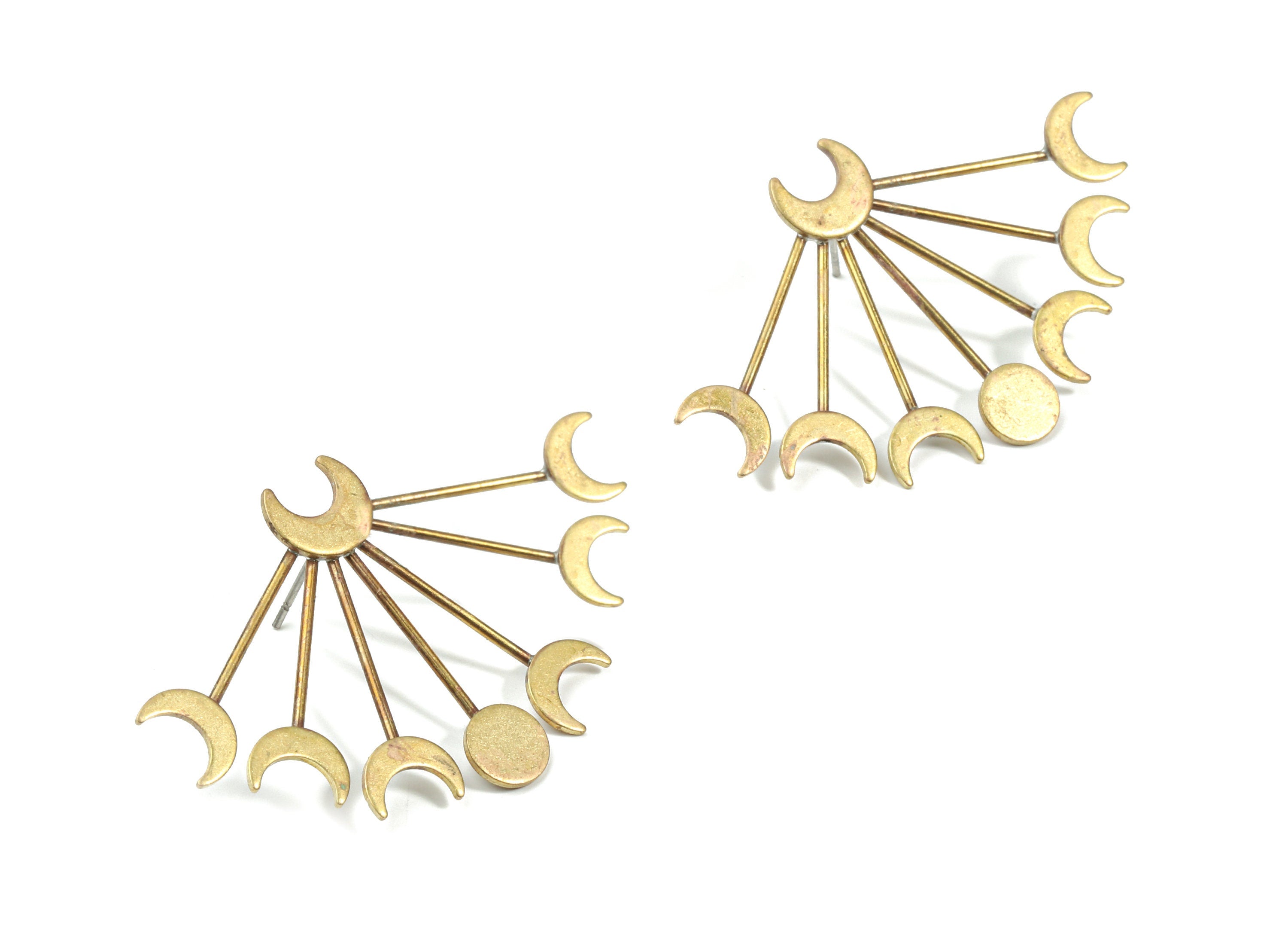 Brass Crescents Earring Stud - Raw Brass Moons Earring Post - Surgical Stud - Earring Post - Jewelry Supplies - 48.88x31.27x2.06mm - PP3313 - DOMEDBAZAAR