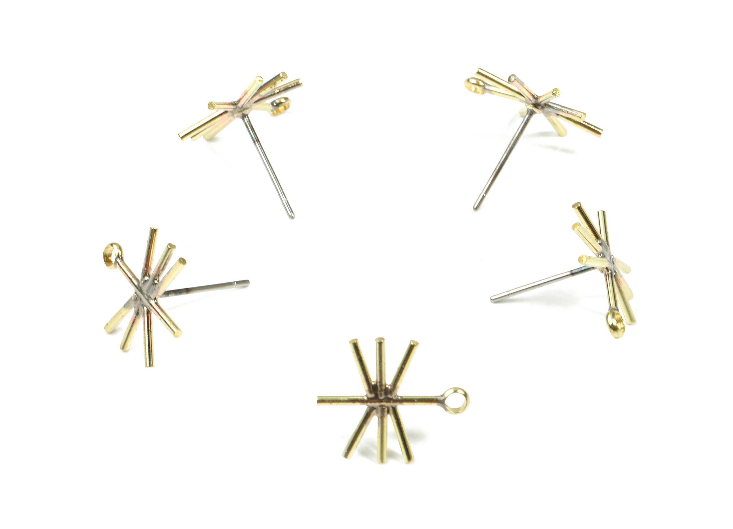 Brass Star Earring Stud With Loop - Raw Brass Earring Wires - Brass Earring Stud - Surgical Stud - 14.63x12.84x1.11mm - PP3289 - DOMEDBAZAAR