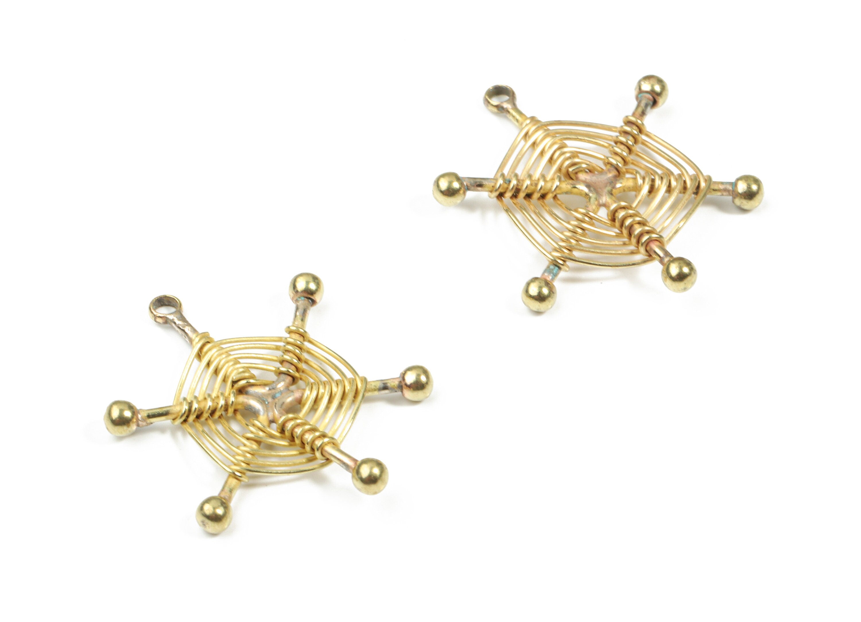 Brass Ear Wires Earring Charms - Raw Brass Ear Wires Pendant - Earring Findings - Jewelry Supplies - 24.75x20.67x2.49mm - PP3332 - DOMEDBAZAAR