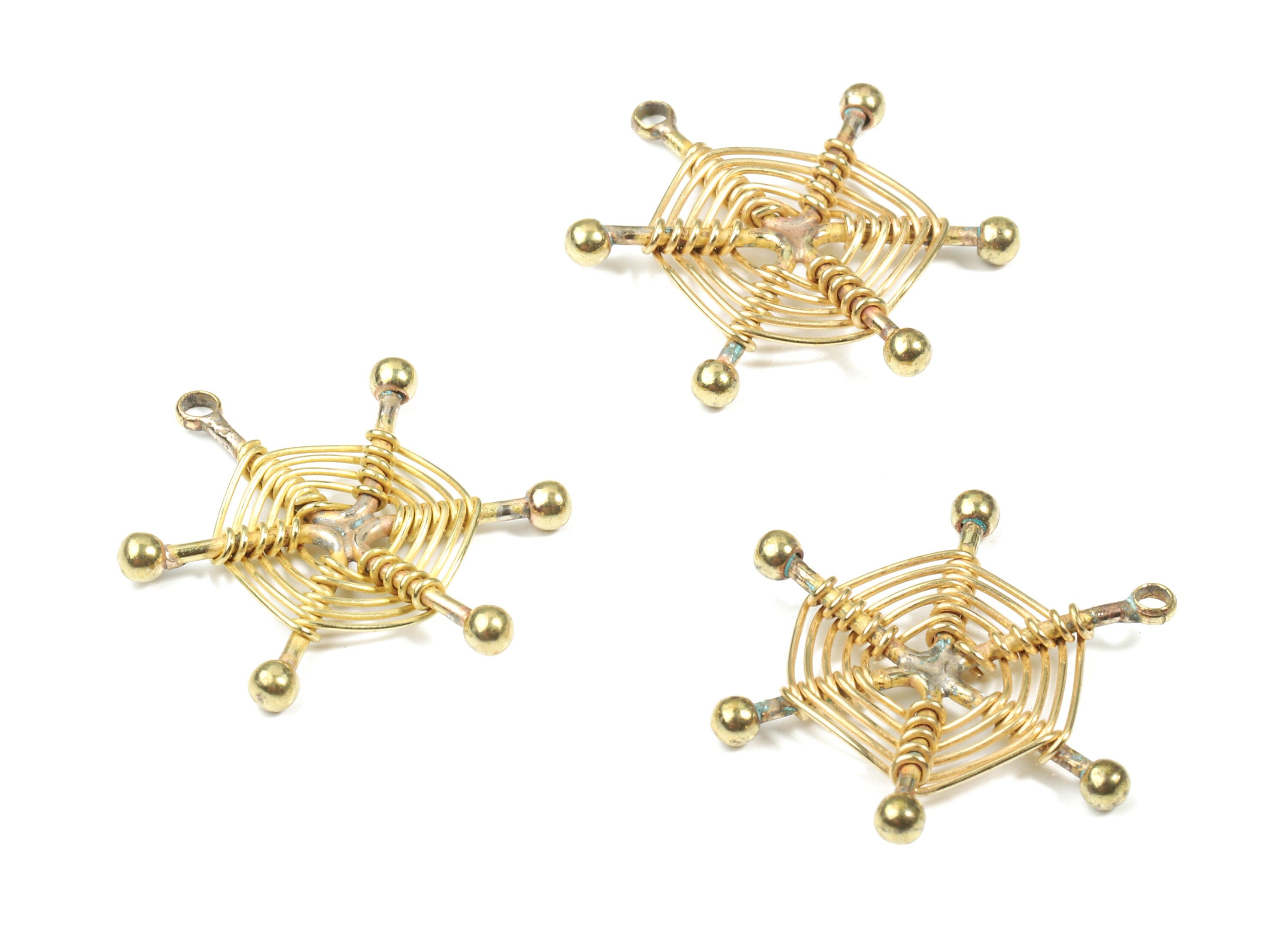 Brass Ear Wires Earring Charms - Raw Brass Ear Wires Pendant - Earring Findings - Jewelry Supplies - 24.75x20.67x2.49mm - PP3332 - DOMEDBAZAAR