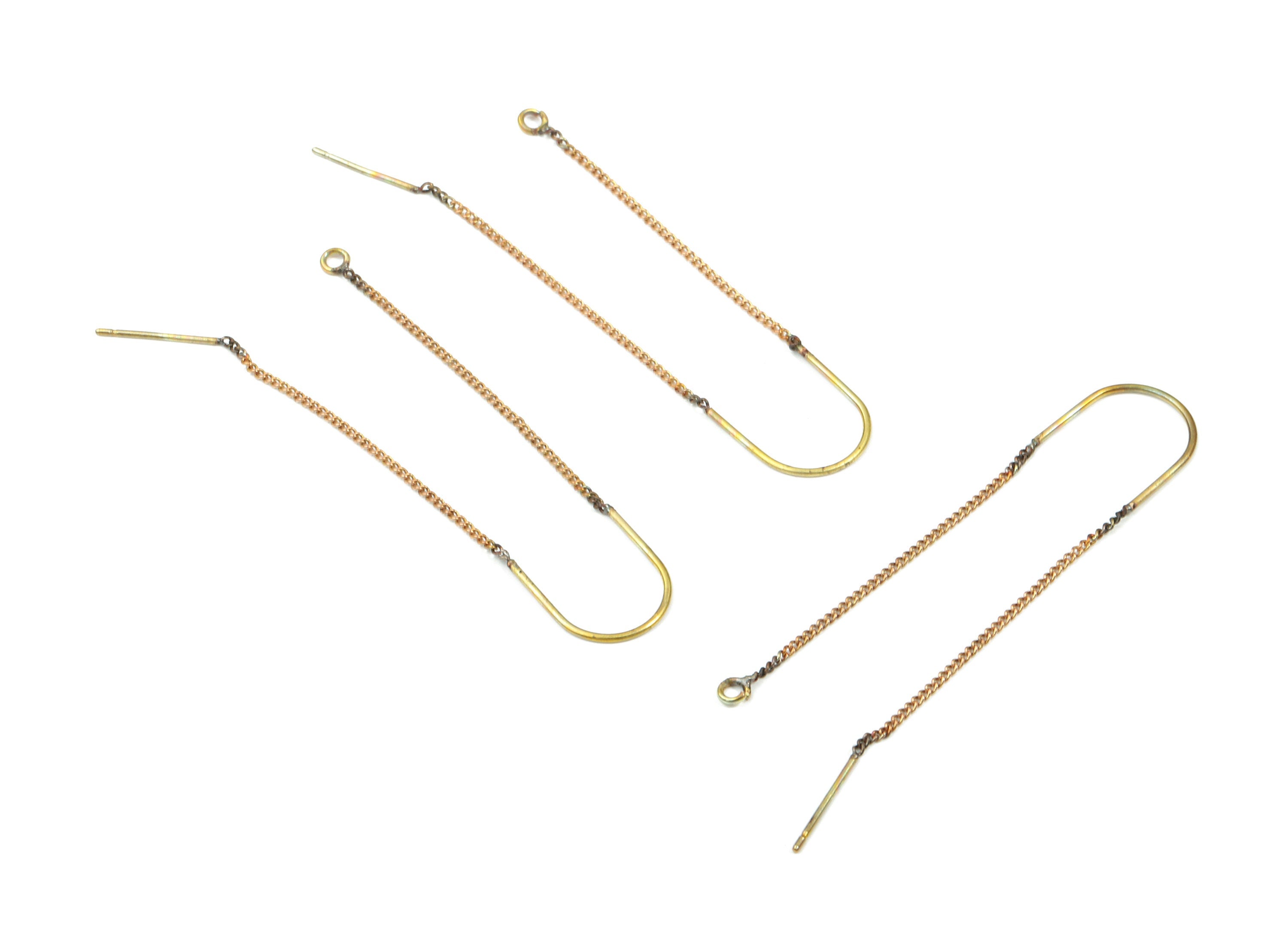 Brass Chain Earring Stud - Raw Brass Curb Chain Earring Post - Surgical Stud - Earring Wire - Jewelry Supplies - 56.8x12.15x0.79mm - PP3337 - DOMEDBAZAAR