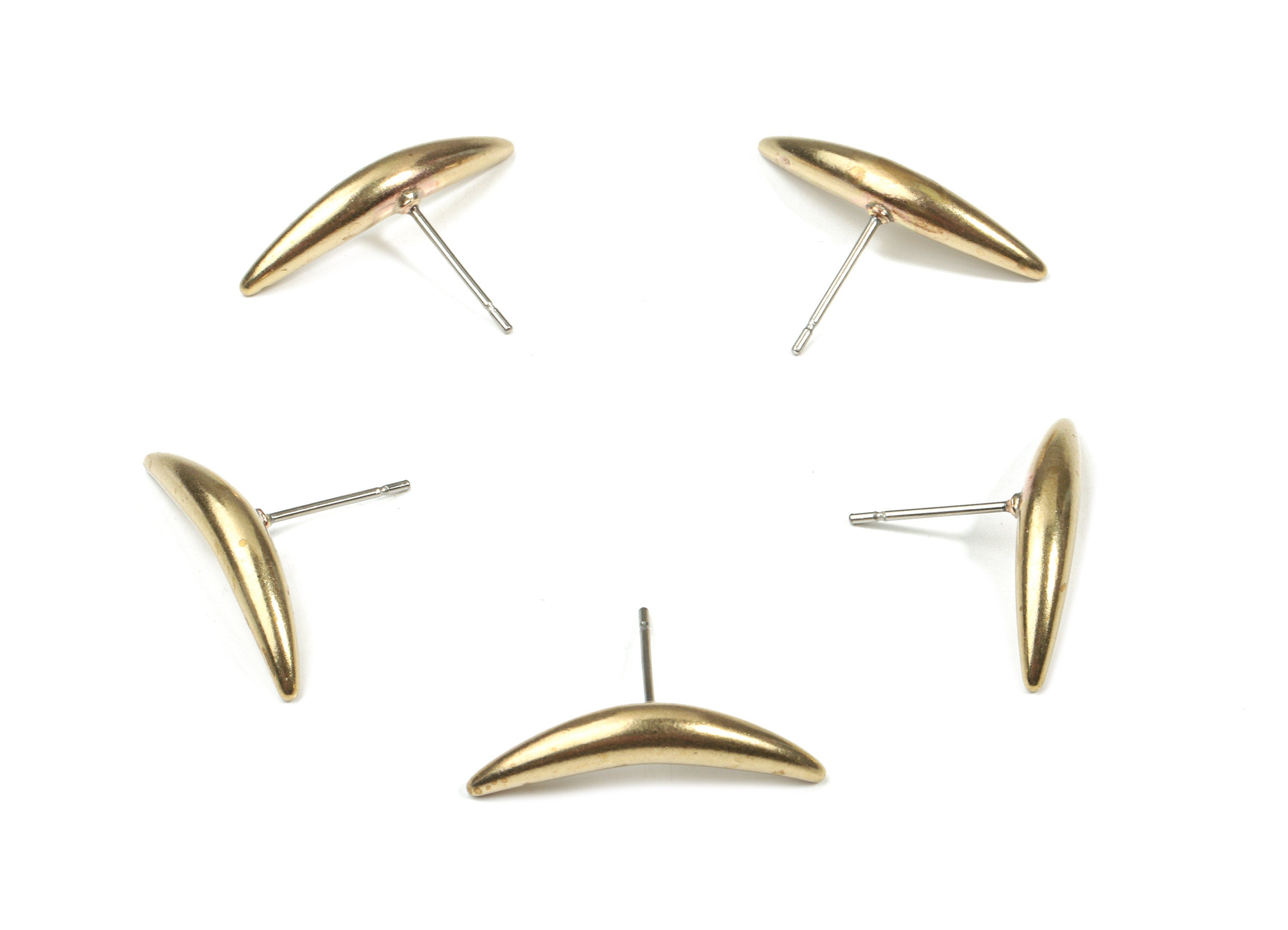 Brass Spike Earring Stud - Raw Brass Porcupine Earring Post - Hedgehog Earring post - Surgical Steel - 23.11x4.04x3.86mm - PP3307 - DOMEDBAZAAR