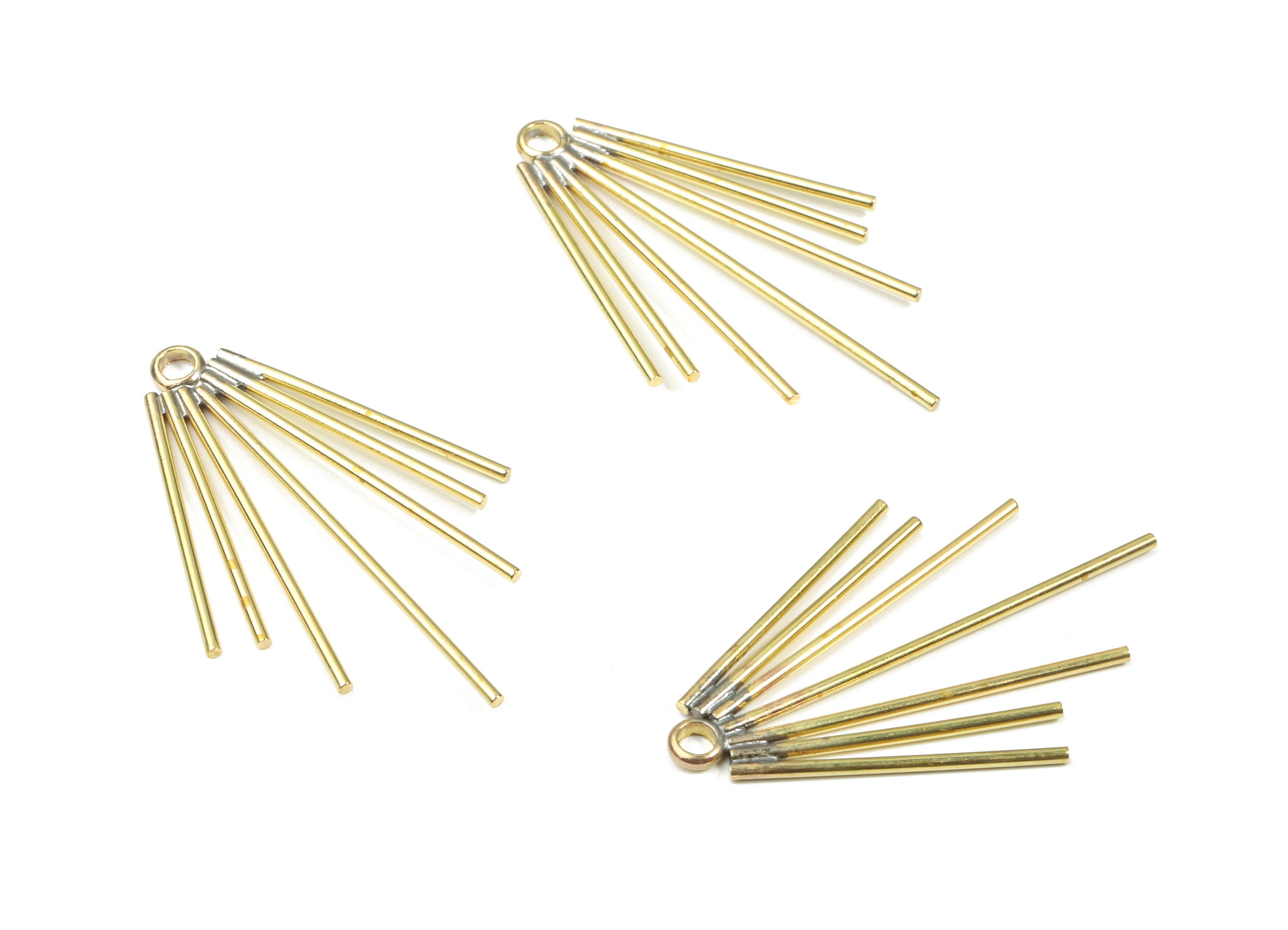 Brass Fringe Earring Charms - Raw Brass Fringe Pendant - Ear Wires Charm - Earring Findings - Jewelry Supplies - 33.22x22.38x1.3mm - PP3328 - DOMEDBAZAAR