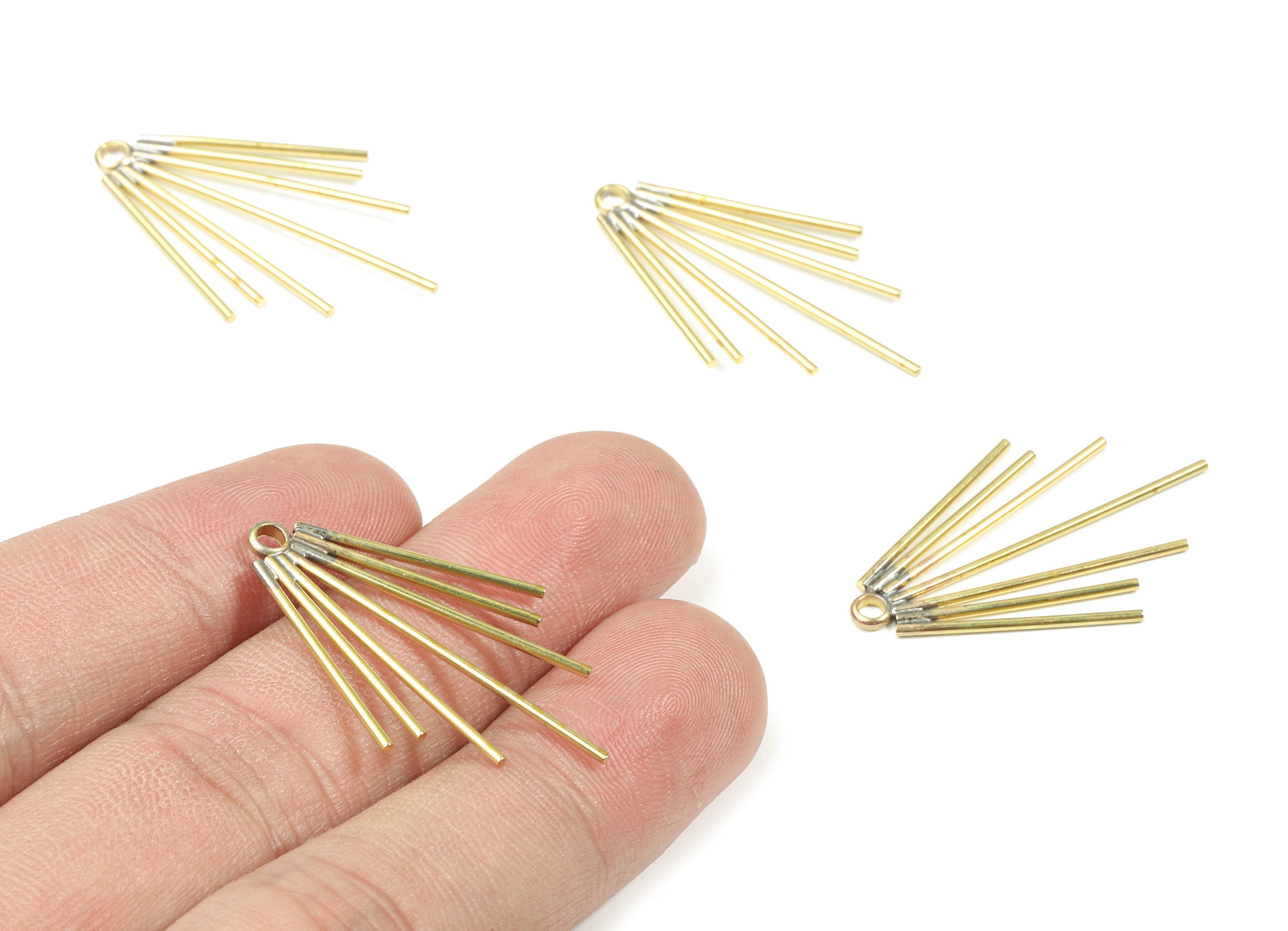 Brass Fringe Earring Charms - Raw Brass Fringe Pendant - Ear Wires Charm - Earring Findings - Jewelry Supplies - 33.22x22.38x1.3mm - PP3328 - DOMEDBAZAAR