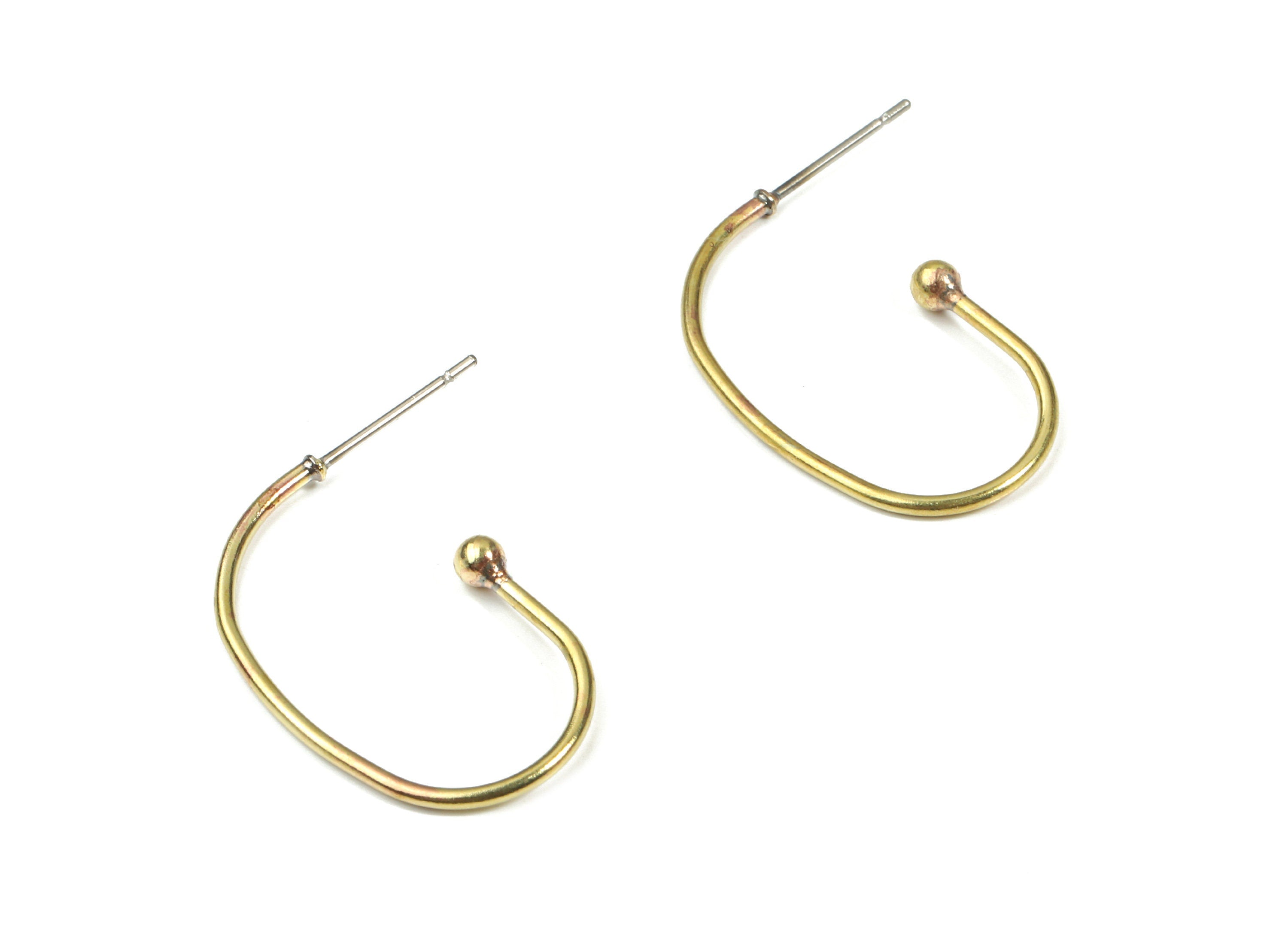 Brass Wire Earring Stud - Raw Brass Wire Earring Post - Surgical Stud - Earring Post - Jewelry Supplies - 25.12x16.65x2.93mm - PP3335 - DOMEDBAZAAR