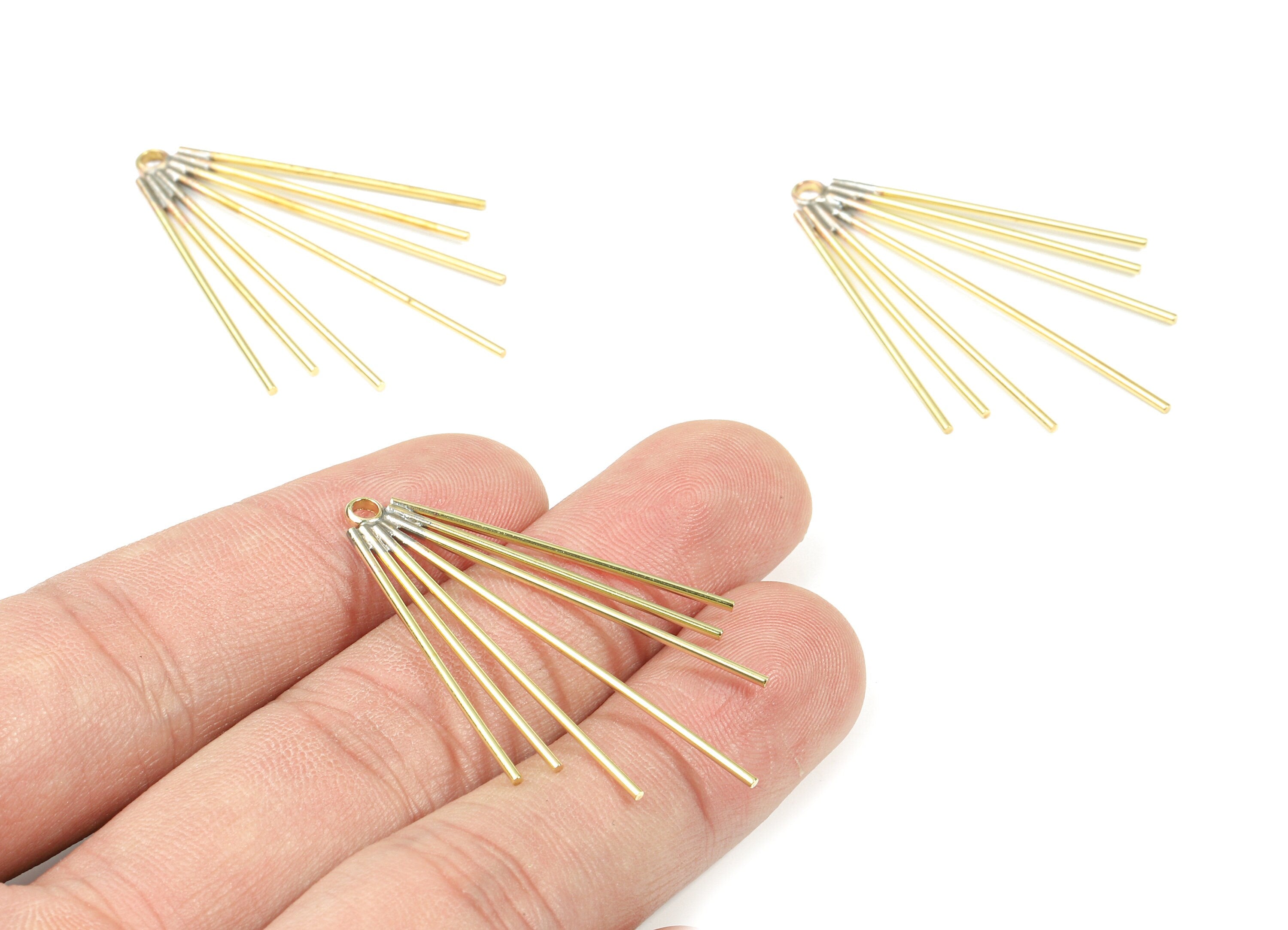 Brass Fringe Earring Charms - Raw Brass Fringe Pendant - Ear Wires Charm - Earring Findings - Jewelry Supplies - 43.09x28.43x1.52mm - PP3329 - DOMEDBAZAAR
