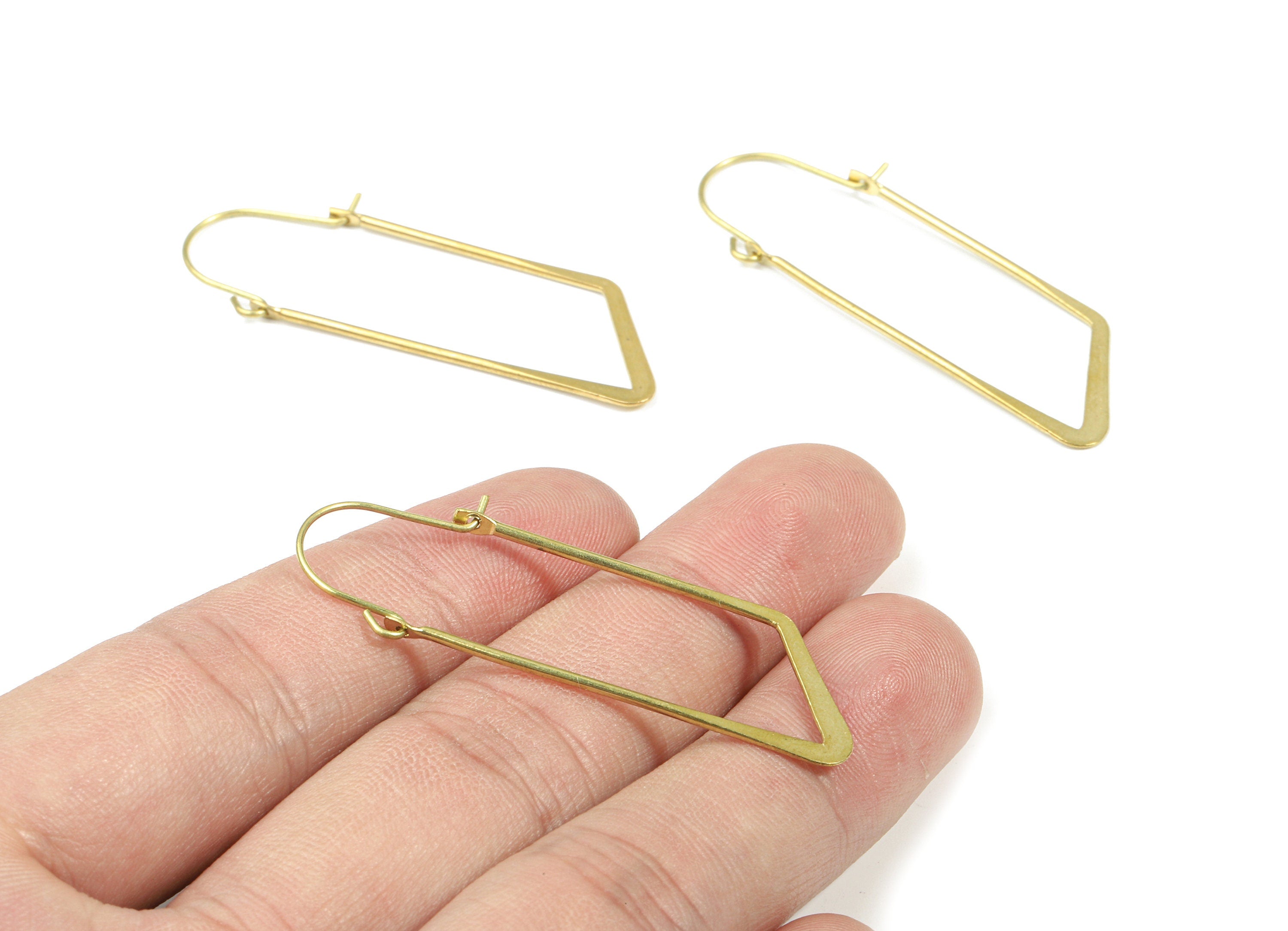 Brass Hammered Earring Wire - Raw Brass Ear Wire - Earring Findings - Jewelry Supplies - 49.5x15.22x1.22mm - PP3495 - DOMEDBAZAAR