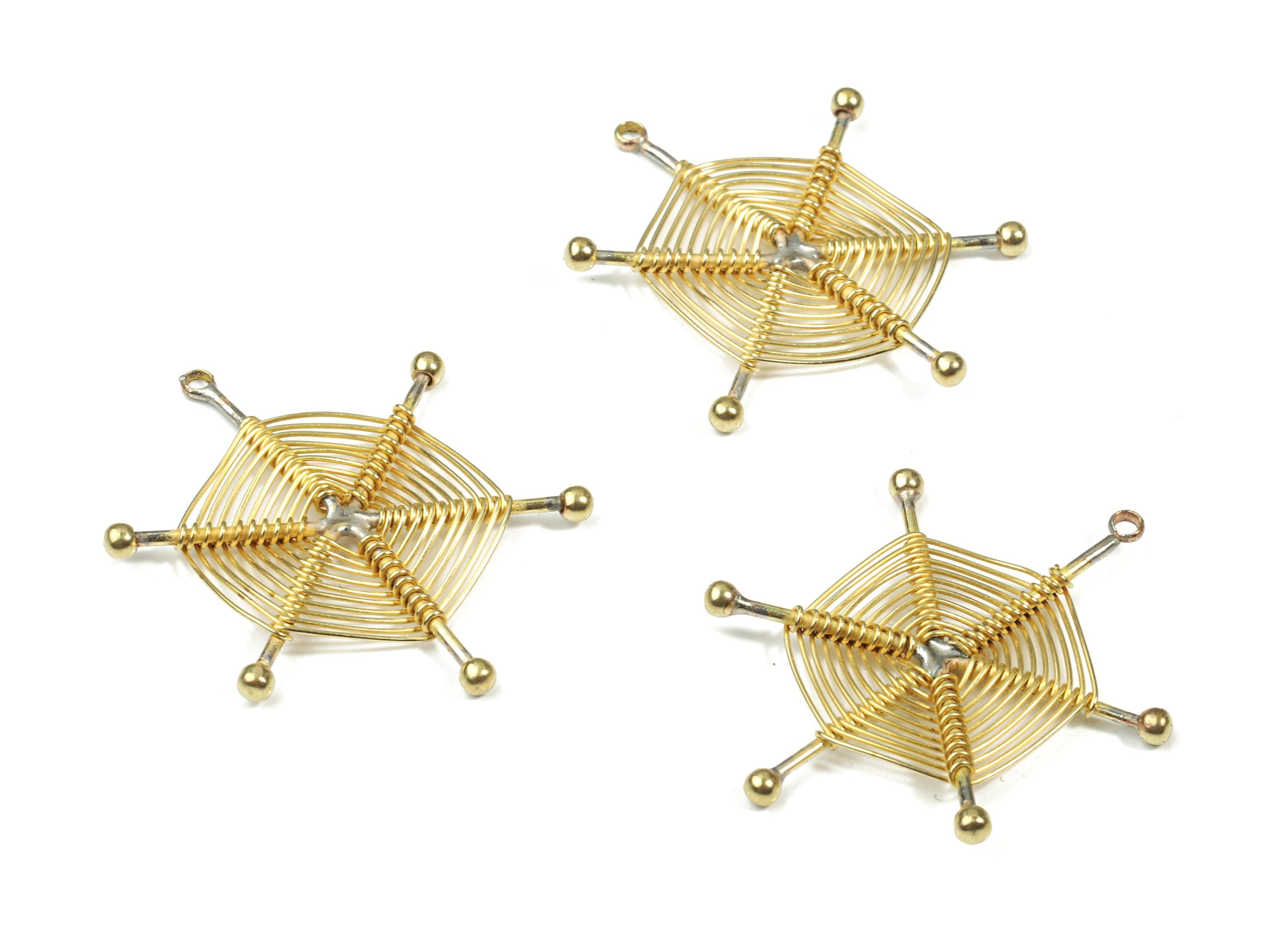 Brass Ear Wires Earring Charms - Raw Brass Ear Wires Pendant - Earring Findings - Jewelry Supplies - 35.07x32.71x2.47mm - PP3336 - DOMEDBAZAAR