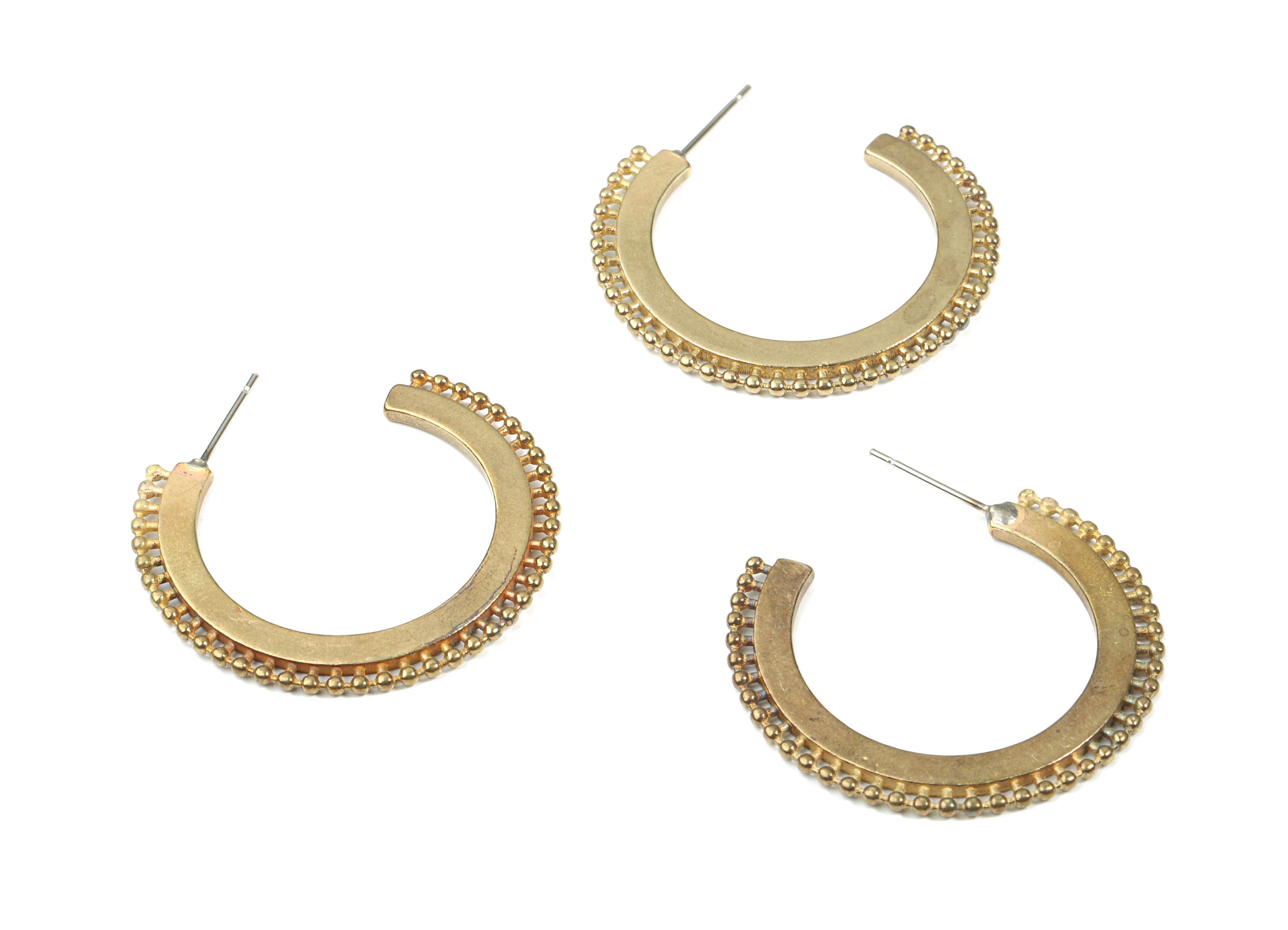 Brass C Earring Stud - Raw Brass Open Hoop  Earring Post - Surgical Stud - Earring Post - Jewelry Supplies - 35.19x5.55x1.64mm - PP3344 - DOMEDBAZAAR