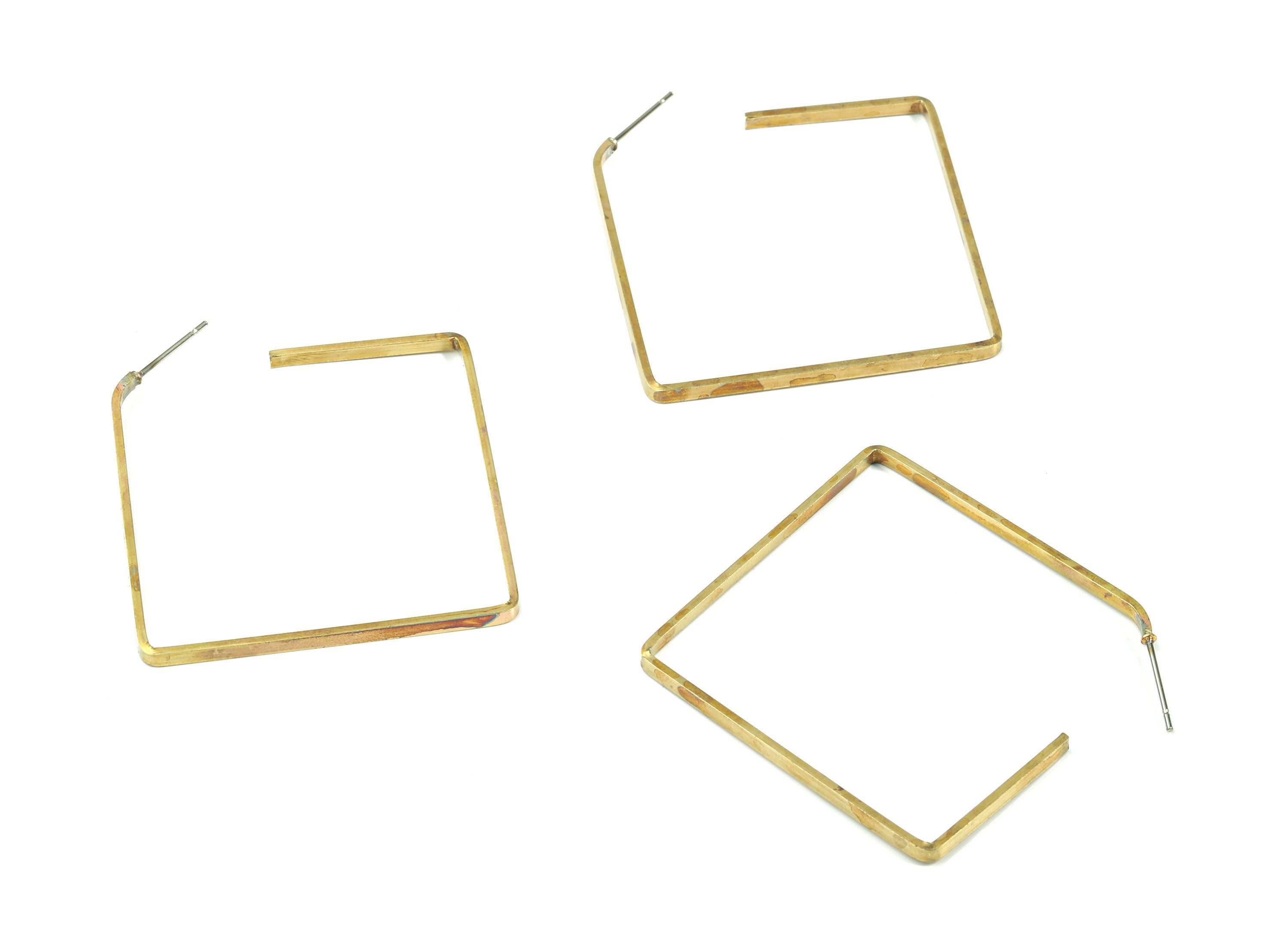 Brass Open Square Earring Stud - Raw Brass Square Earring Post - Surgical Stud - Earring Post - Jewelry Supplies - 40.1x1.98x0.97mm - PP3338 - DOMEDBAZAAR