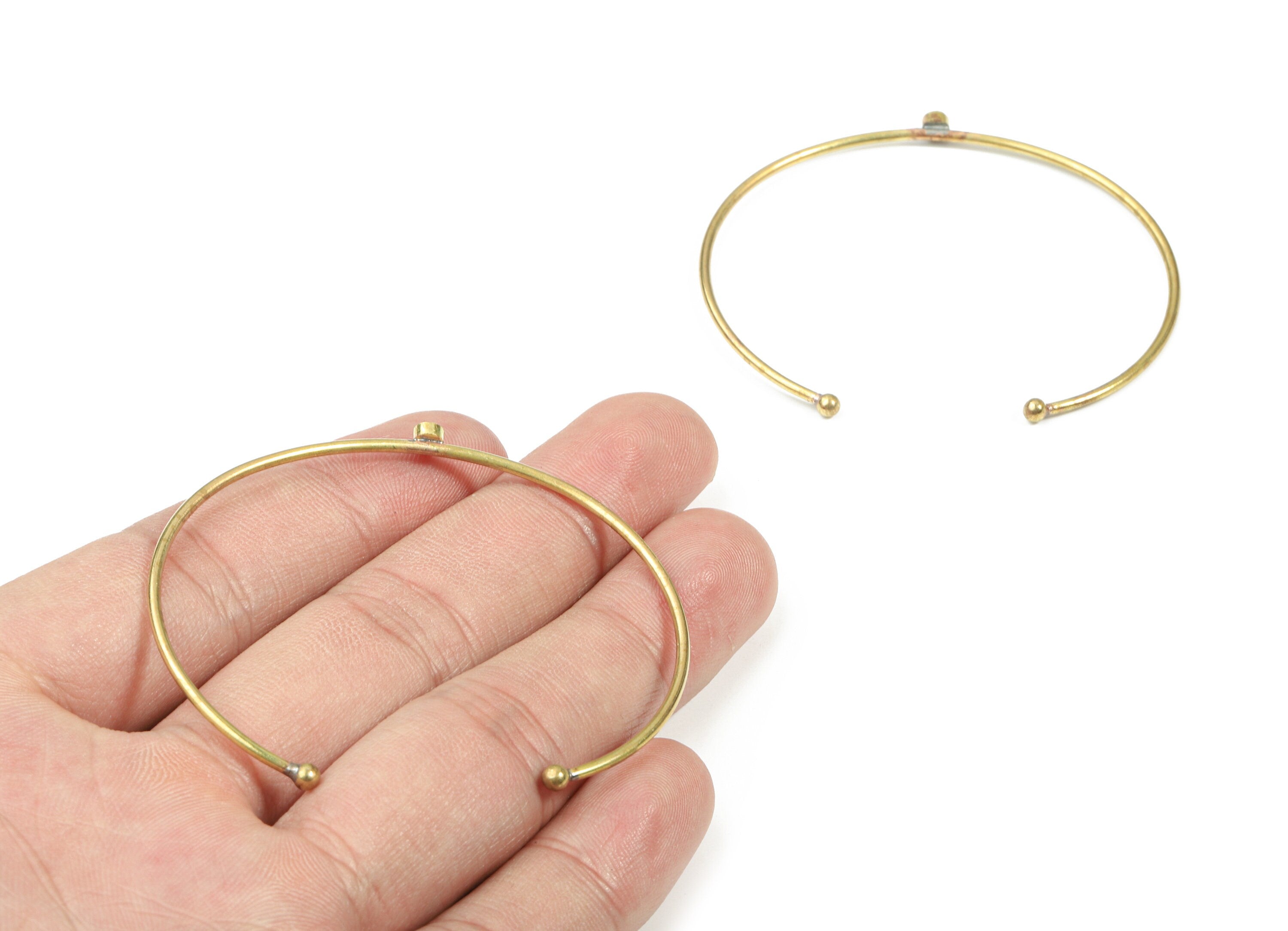 Brass Wire Bangle - Raw Brass Bracelet - Brass Bracelet For #30 Natural Bead - Jewelry Supplies - Pad:3.3mm - 57.26x3.6x3.32mm - PP3325 - DOMEDBAZAAR