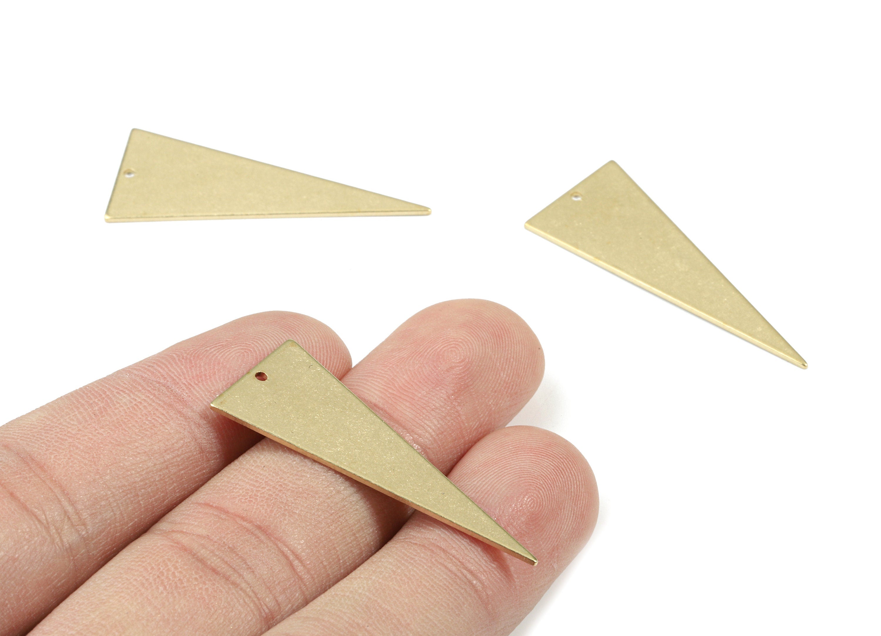 Personalized stamping blank - Brass Triangle Earring Charms - Raw Brass Triangle Pendant - Earring Findings - 37.4x14.98x0.79mm - PP3348 - DOMEDBAZAAR