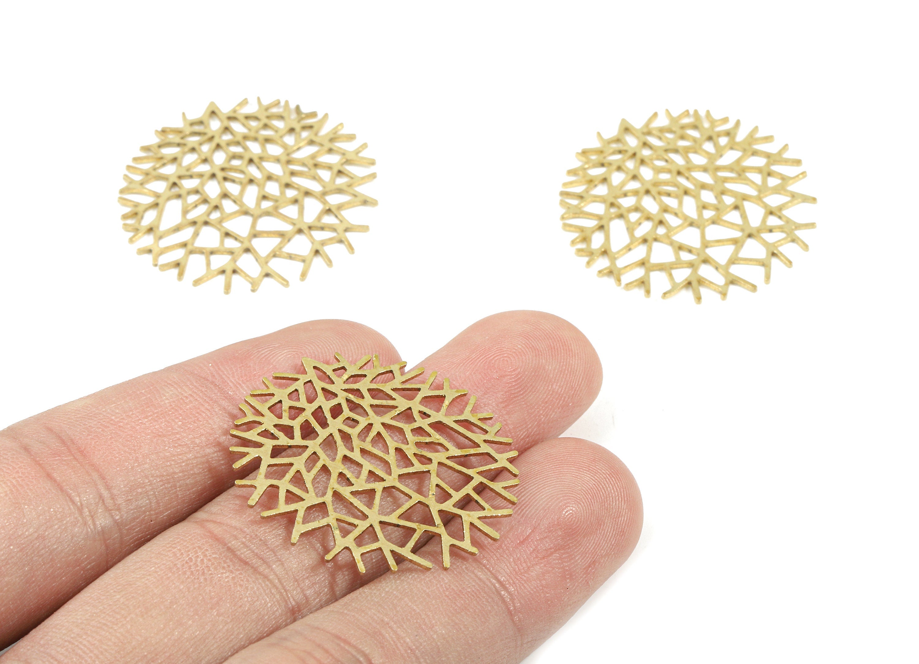 Brass Branch Earring Charms - Raw Brass Branch Pendant - Earring Findings - Jewelry Supplies - 31.1x30.96x0.66mm - PP3357 - DOMEDBAZAAR