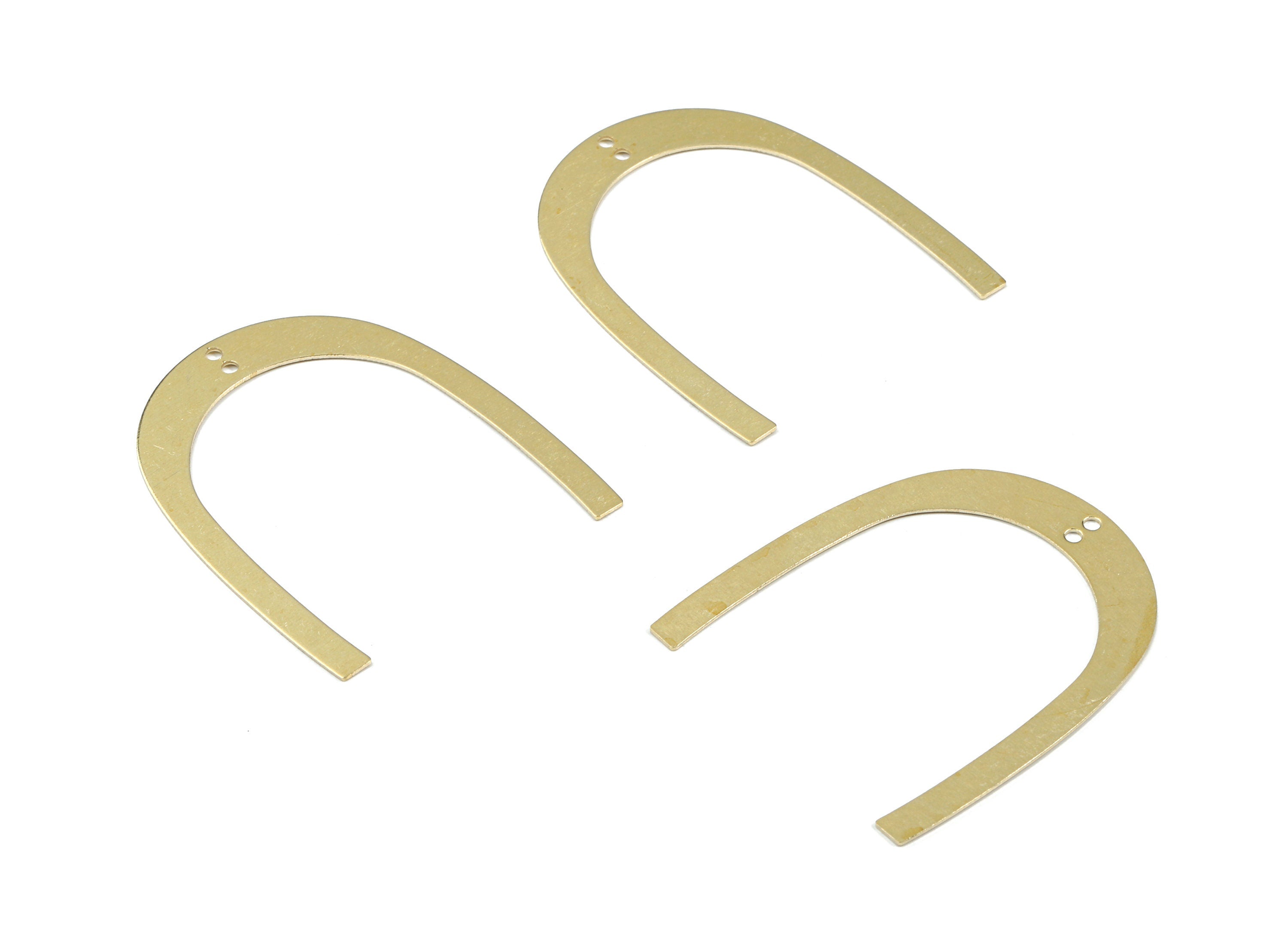 Brass U Earring Connector - Raw Brass U Connector - 2 Hole - Earring Findings - Jewelry Supplies - 41.62x34.92x0.56mm - PP3359 - DOMEDBAZAAR