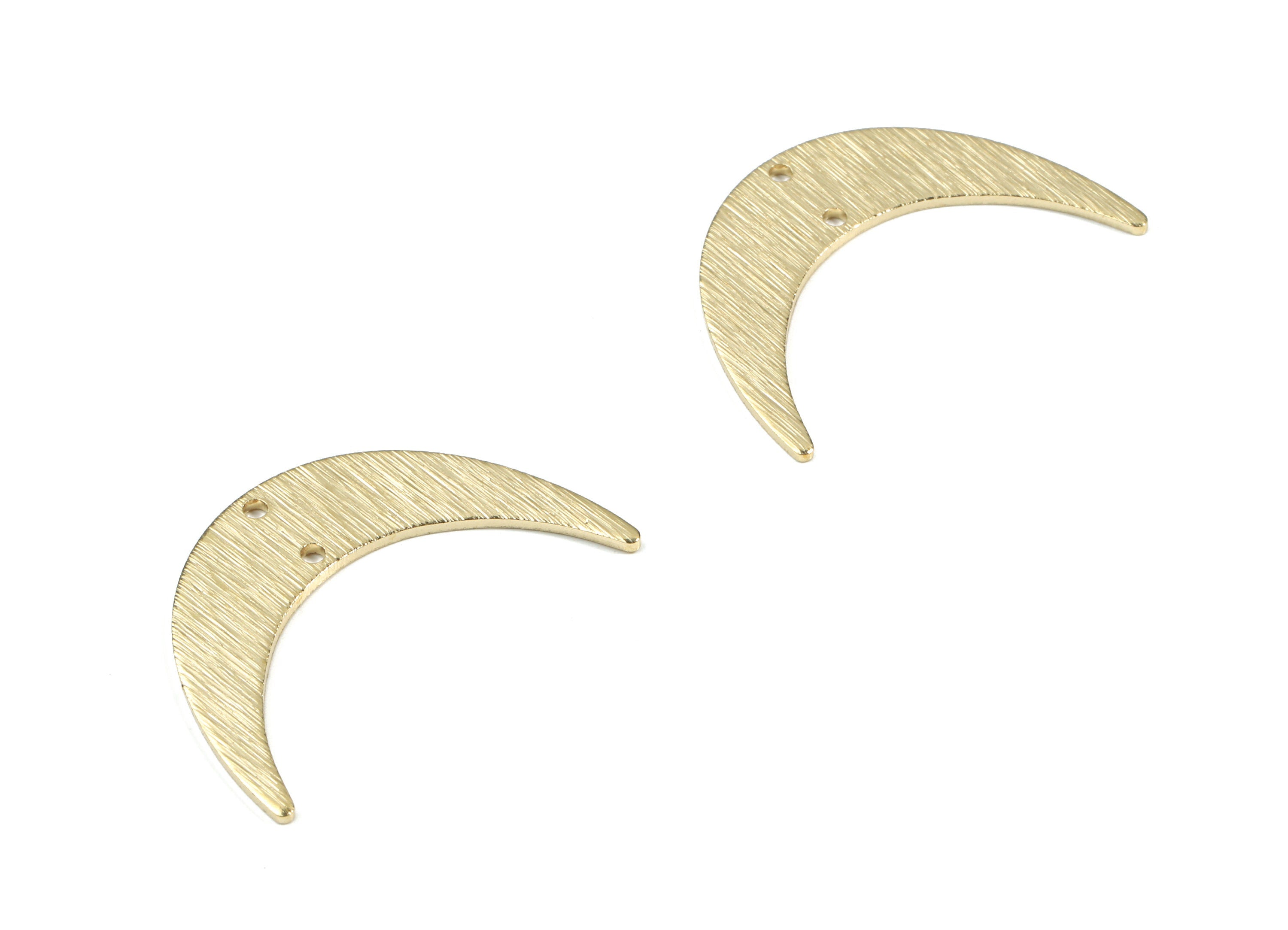 Brass Crescent Connector For Earring - Raw Brass Textured Moon Connector For Necklace - 3 Hole - Jewelry Supplies - 30x19.6x1.03mm - PP3366 - DOMEDBAZAAR