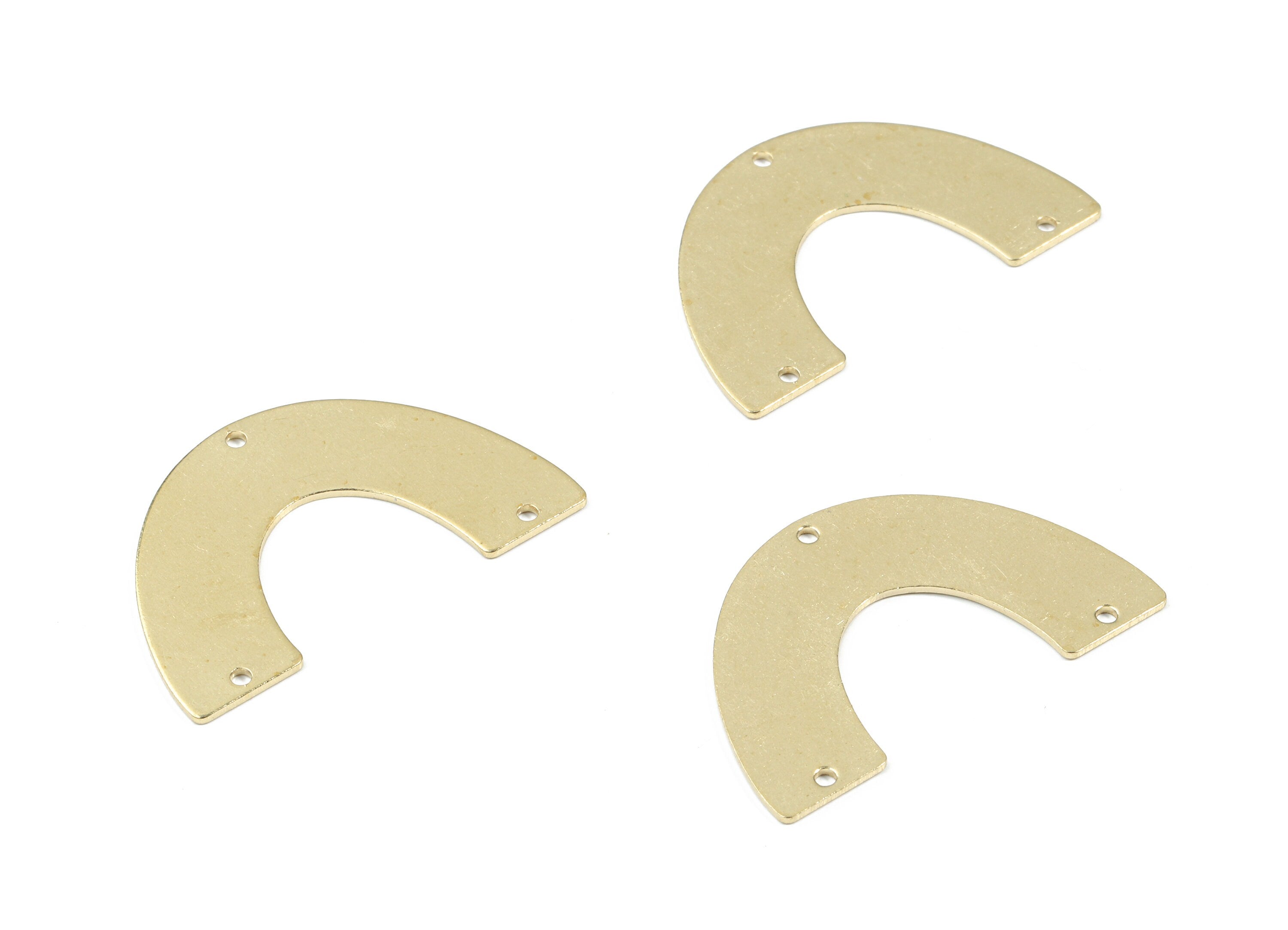 Personalized stamping blank - Brass Semi Circle Earring Connector - Raw Brass Half Moon Necklace Connector - 21.19x34.04x0.8mm - PP3368 - DOMEDBAZAAR