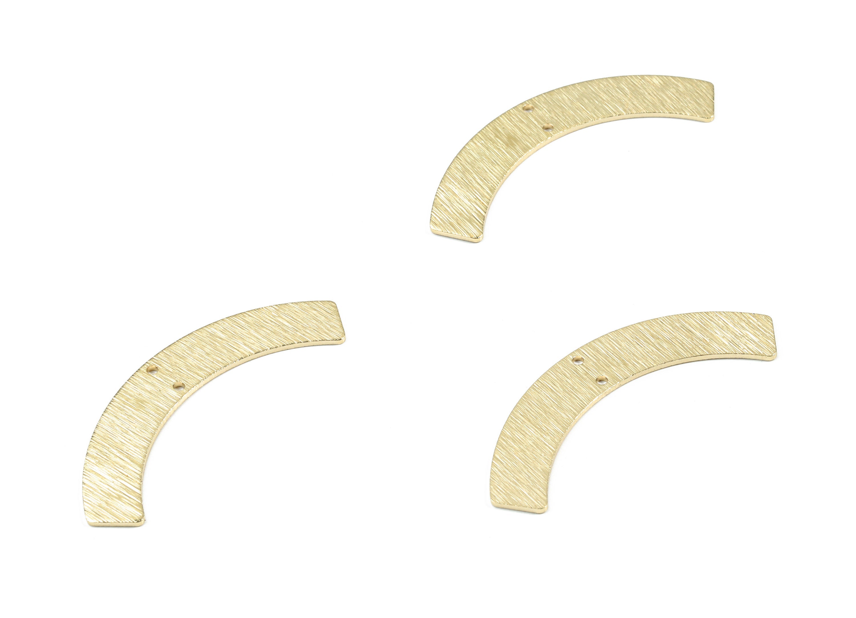 Brass Bent Bar Earring Connector - Raw Brass Bent Bar Necklace Connector - Textured Brass 2 Hole Connector - 47.34x8.1x1.02mm - PP3370 - DOMEDBAZAAR