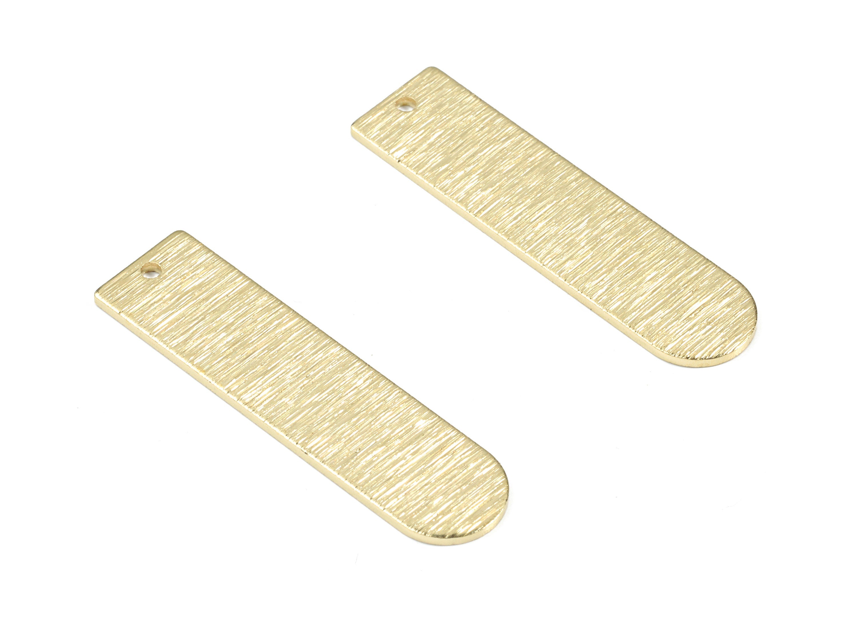 Brass D Earring Charms - Raw Brass Long Oval Pendant - Textured Brass D Charm - Earring Findings - Jewelry Supplies - 35.2x9.2x1mm - PP3367 - DOMEDBAZAAR