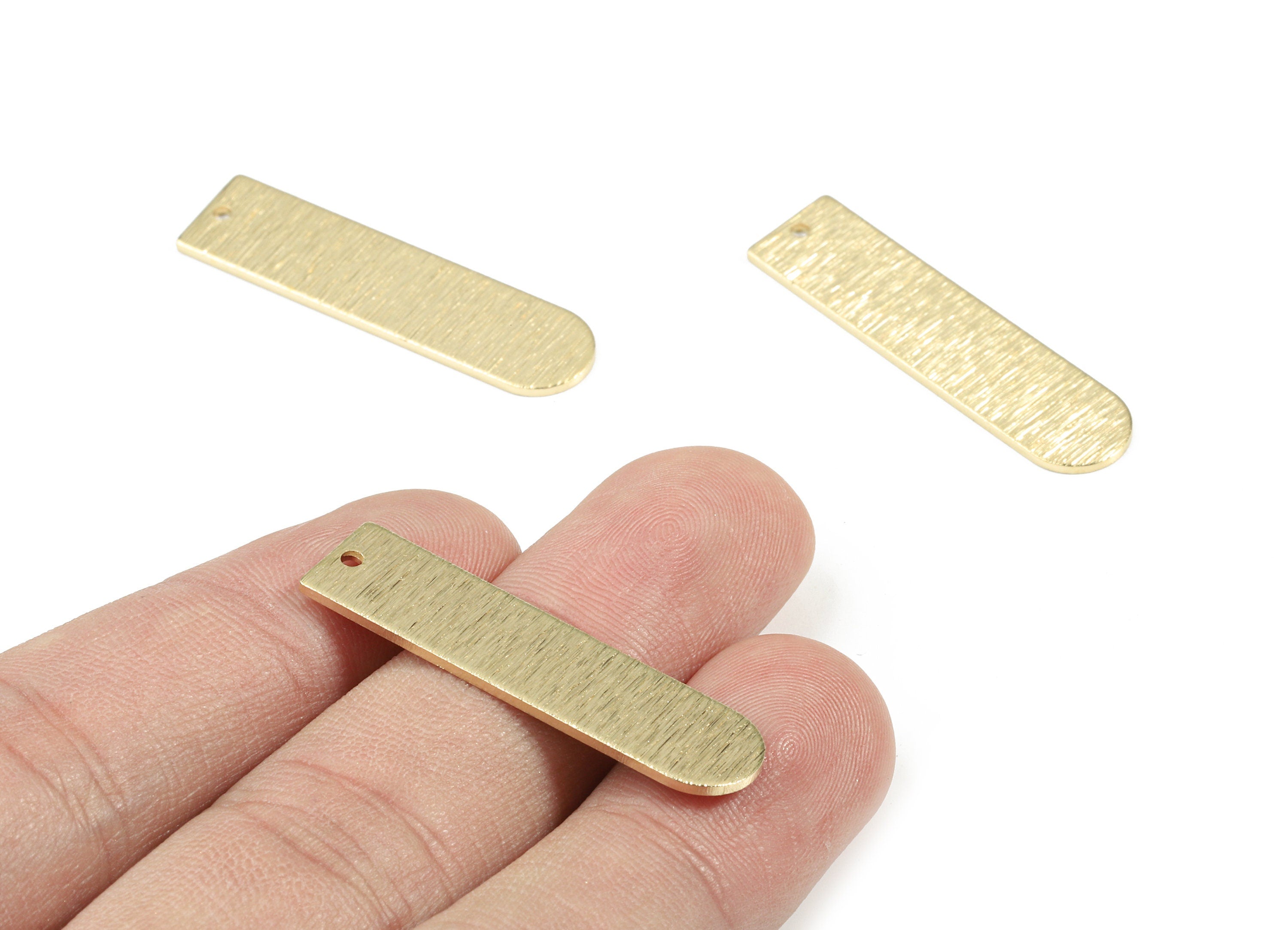 Brass D Earring Charms - Raw Brass Long Oval Pendant - Textured Brass D Charm - Earring Findings - Jewelry Supplies - 35.2x9.2x1mm - PP3367 - DOMEDBAZAAR