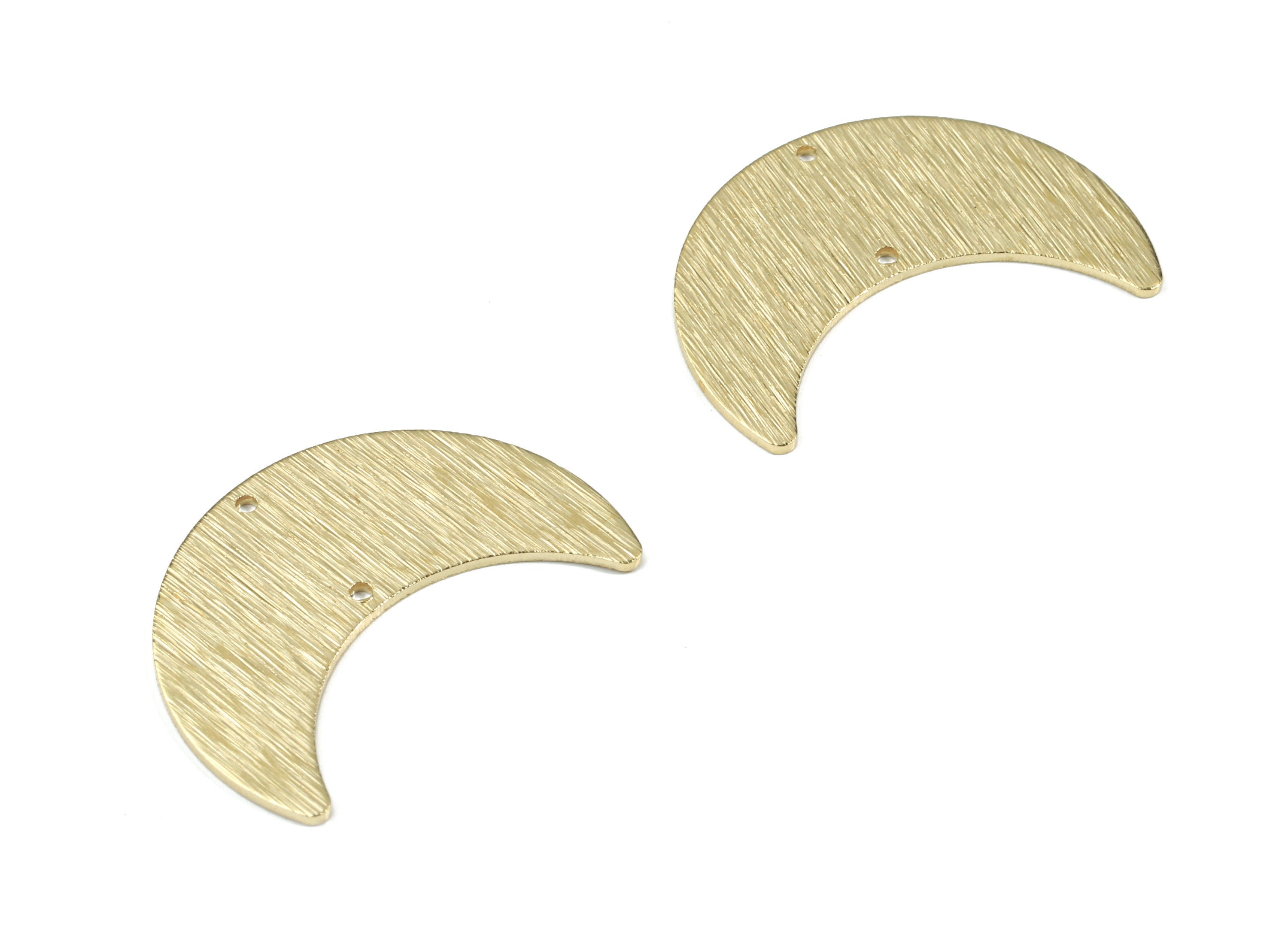Brass Crescent Connector For Earring - Raw Brass Textured Moon Connector For Necklace - Brass 2 Hole Connector - 28.06x19.69x0.82mm - PP3385 - DOMEDBAZAAR