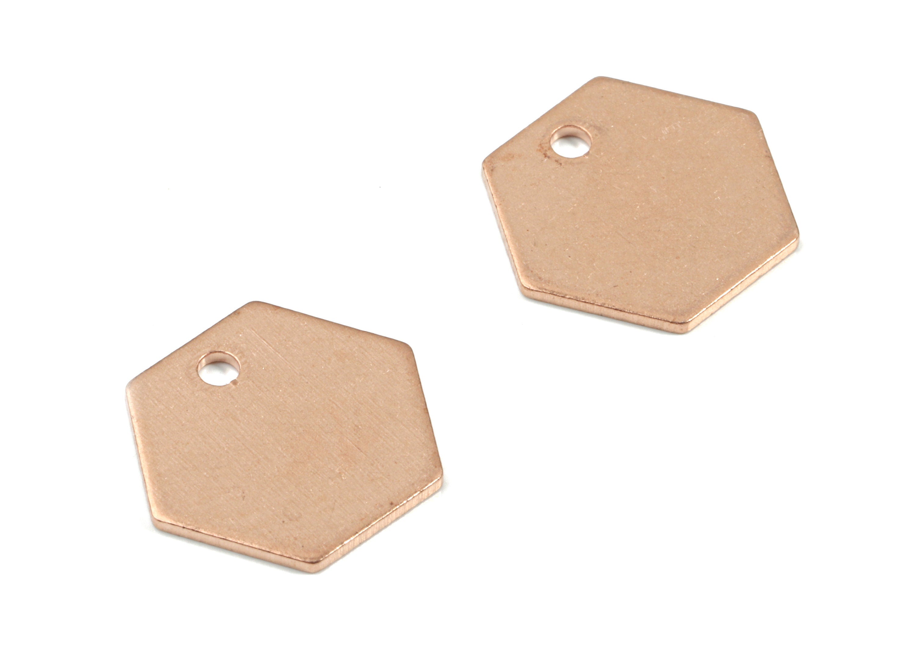 Copper Hexagon Earring Charm - Raw Copper Hexagon Pendant - Earring Findings - Jewelry Supplies - 12.6x12.6x0.78mm - PP3395 - DOMEDBAZAAR