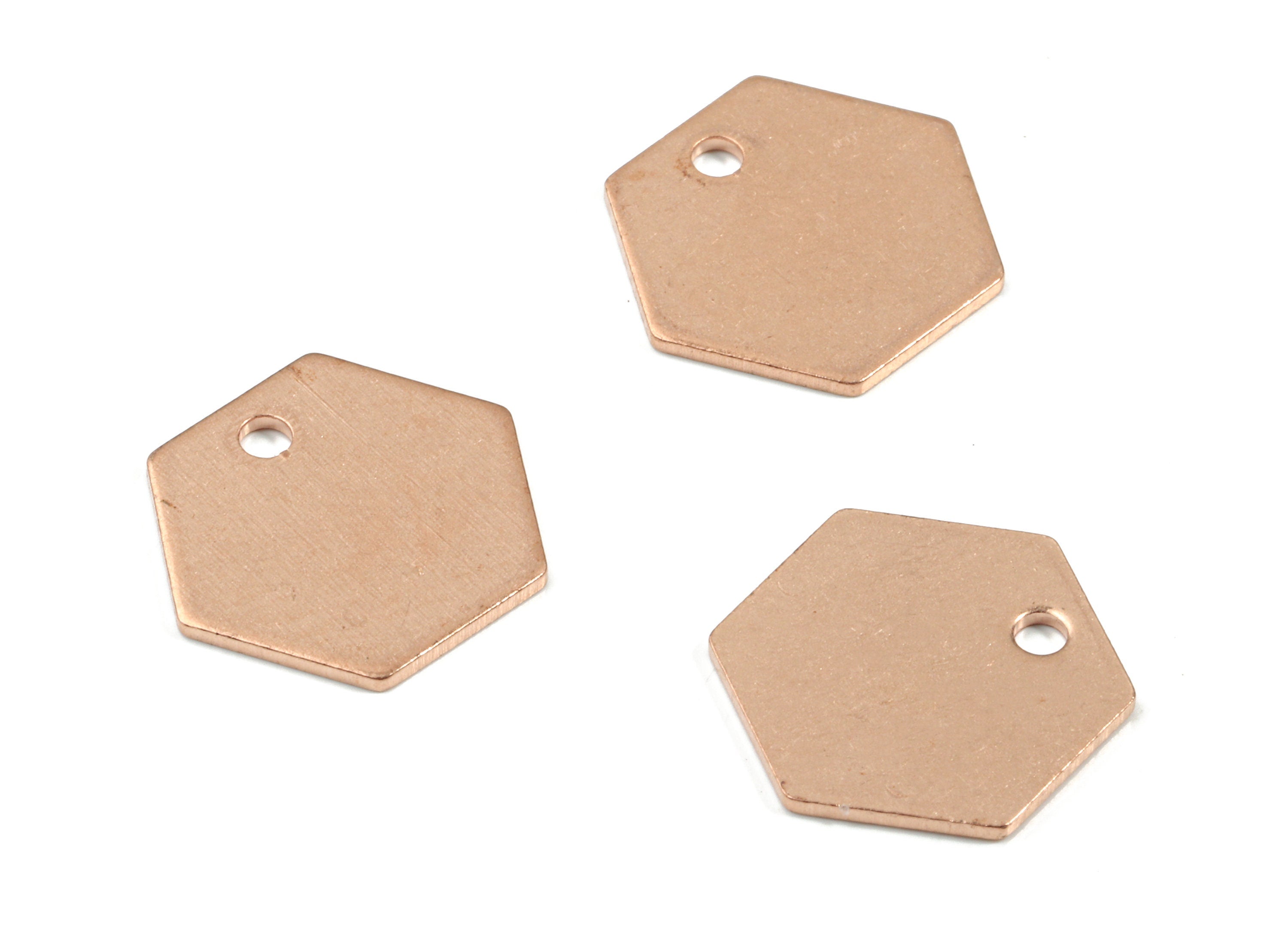 Copper Hexagon Earring Charm - Raw Copper Hexagon Pendant - Earring Findings - Jewelry Supplies - 12.6x12.6x0.78mm - PP3395 - DOMEDBAZAAR