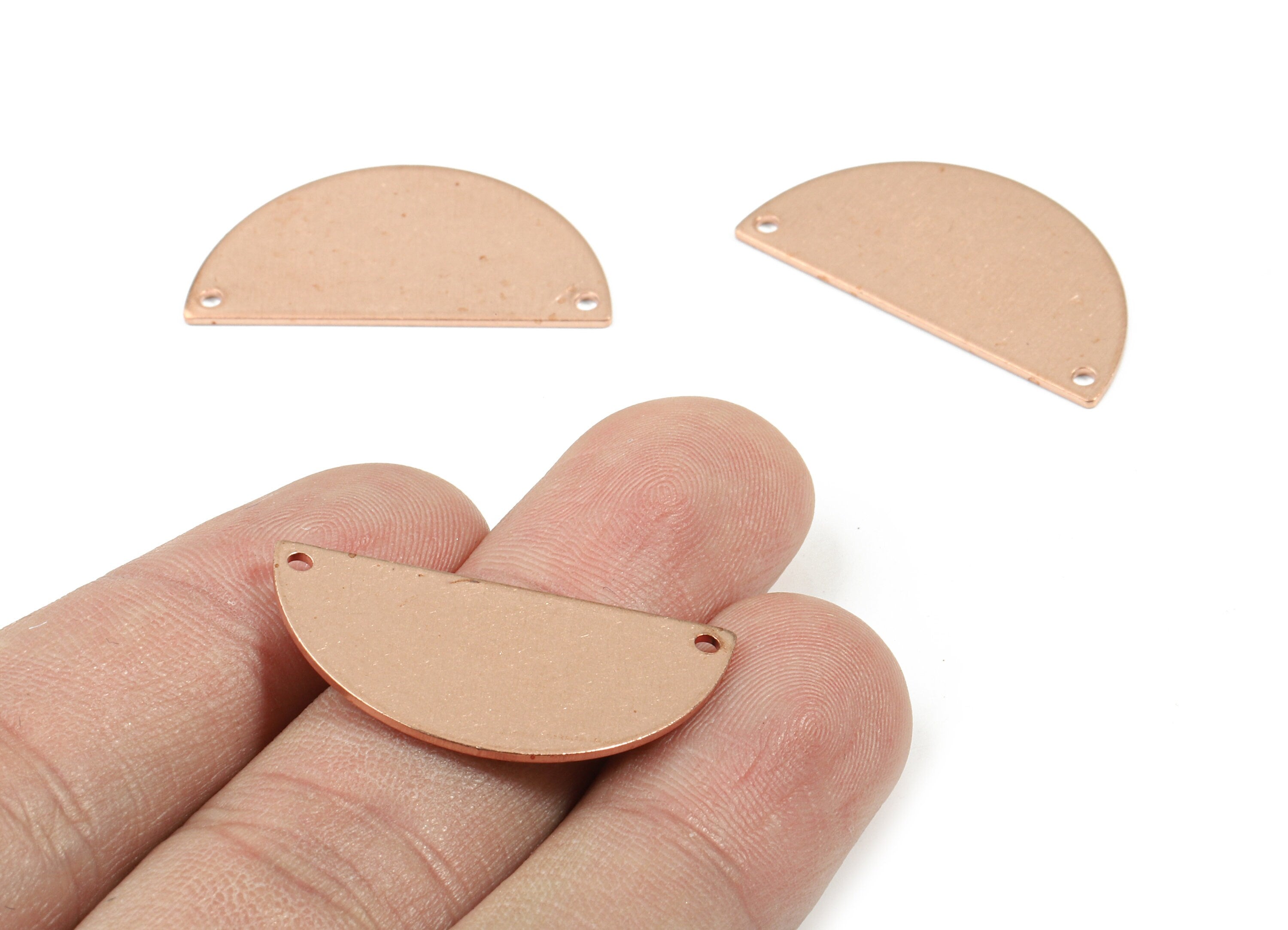 Personalized stamping blank - Copper Semi Circle Connector For Earrings - Raw Copper Half Moon Connector For Necklace - 30x15x0.8mm - PP3396 - DOMEDBAZAAR