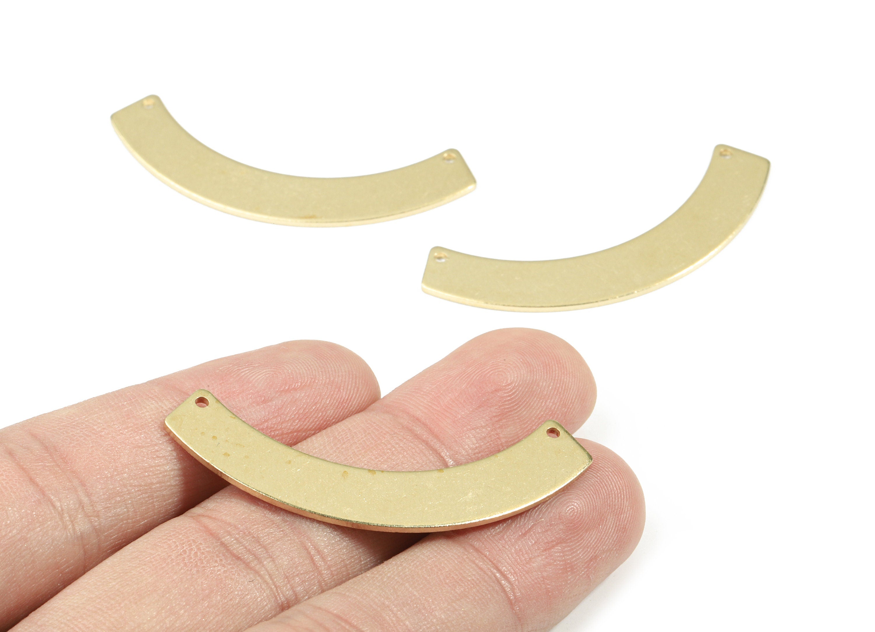 Brass Bent Bar Earring Connector - Raw Brass Bent Bar Necklace Connector - Brass 2 Hole Connector - 47.43x15.74x0.97mm - PP3409 - DOMEDBAZAAR